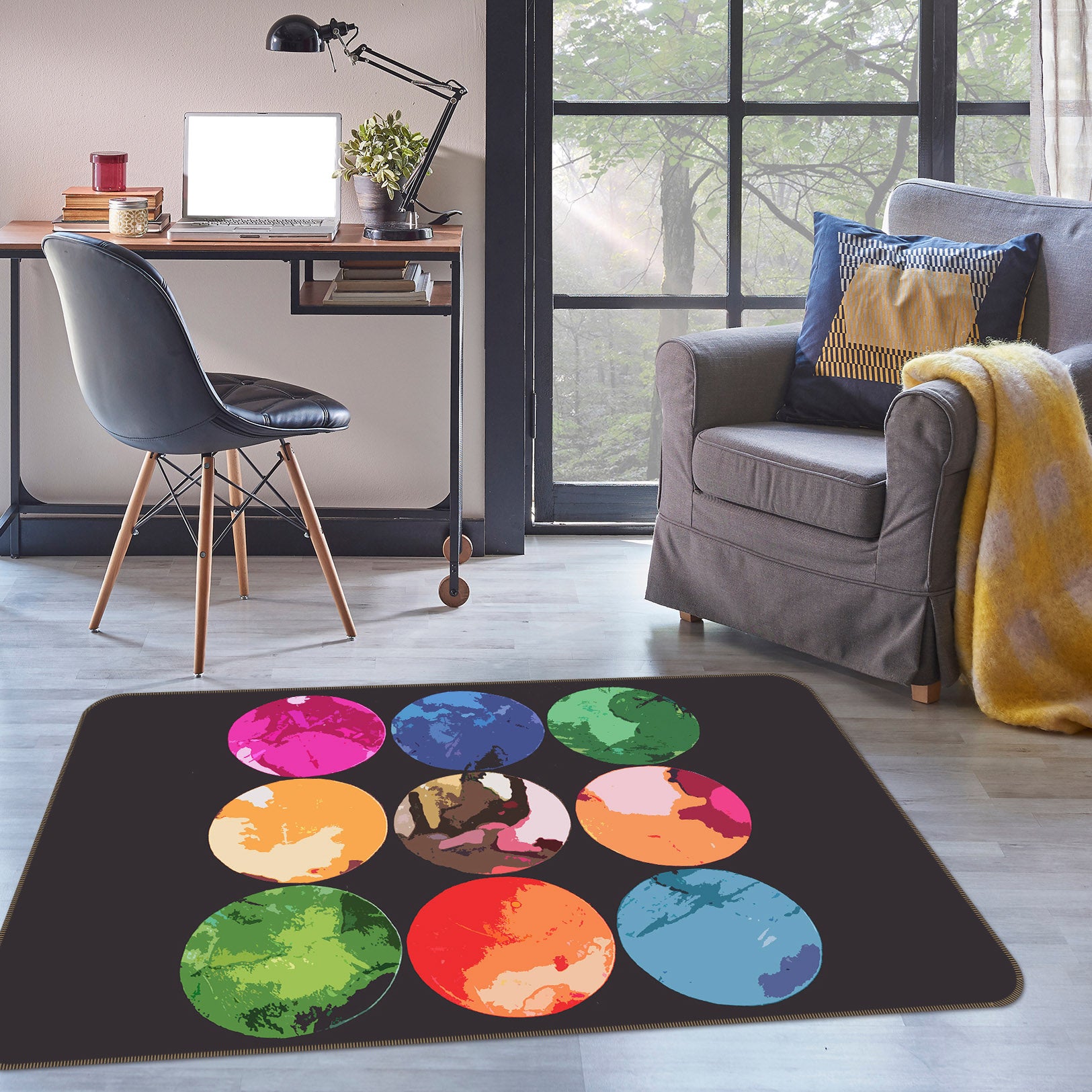 3D Color Circle 70051 Shandra Smith Rug Non Slip Rug Mat