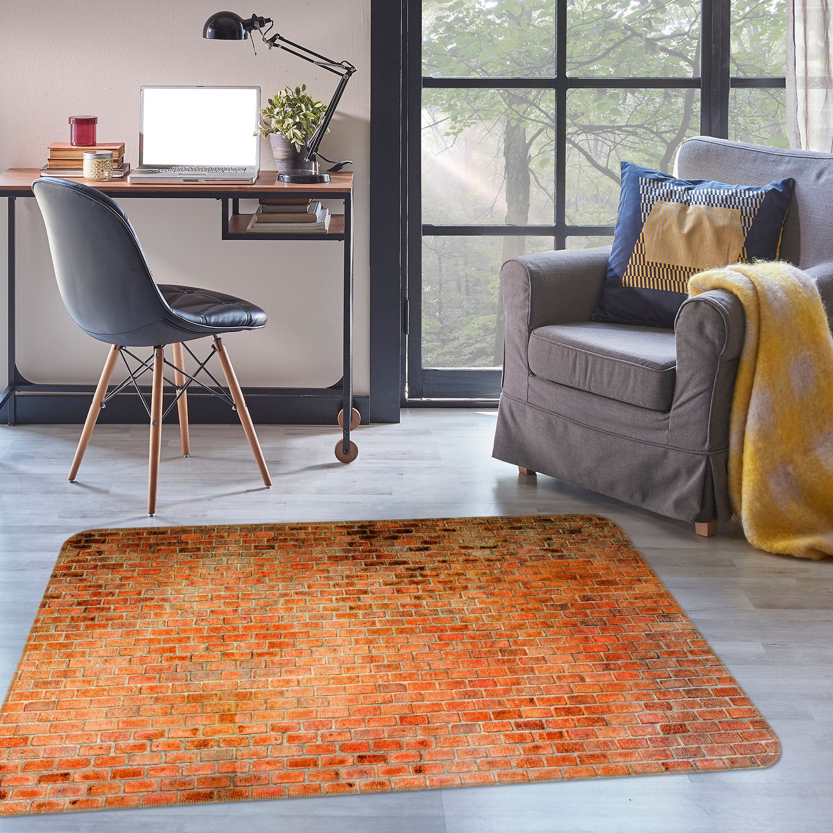 3D Red Brick Wall Pattern 31011 Non Slip Rug Mat