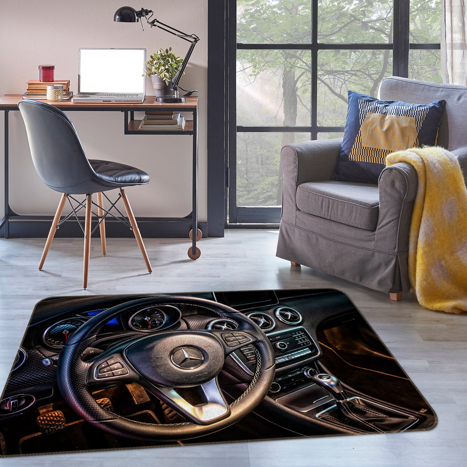 3D Car Steering Wheel 42055 Vehicle Non Slip Rug Mat