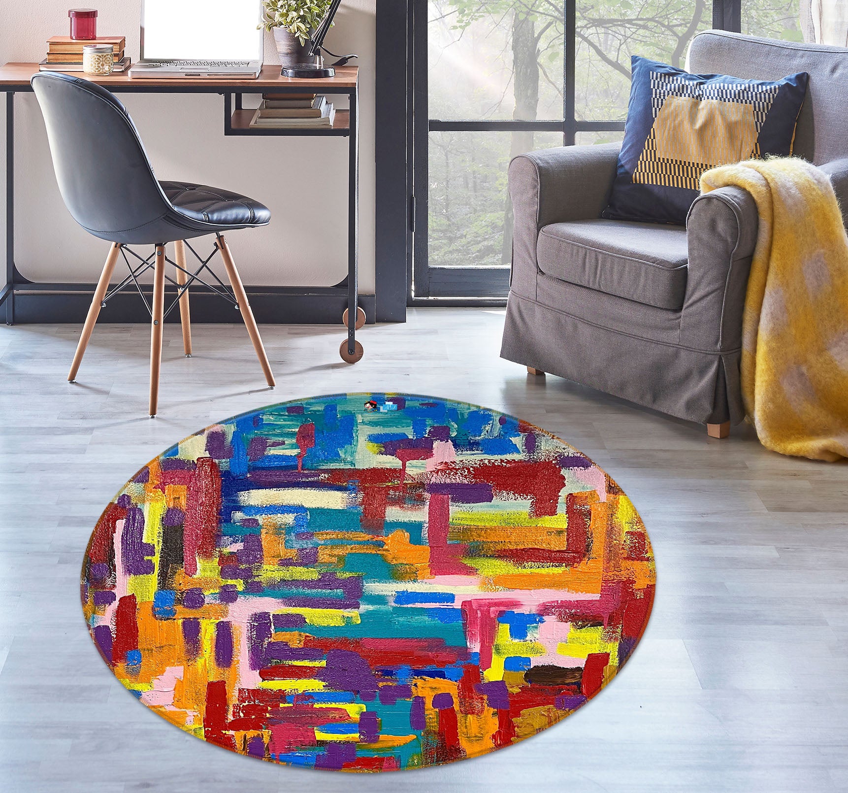 3D Color Painting 8251 Jacqueline Reynoso Rug Round Non Slip Rug Mat