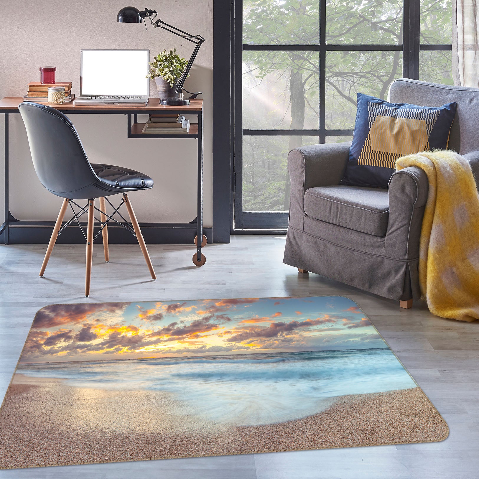3D Seaside Beach 83255 Assaf Frank Rug Non Slip Rug Mat