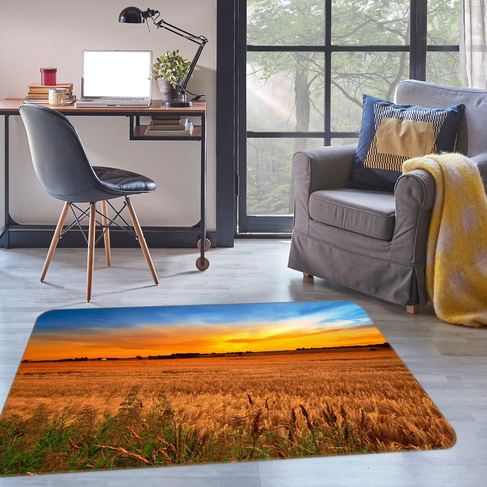 3D Sunset Grass 76014 Non Slip Rug Mat