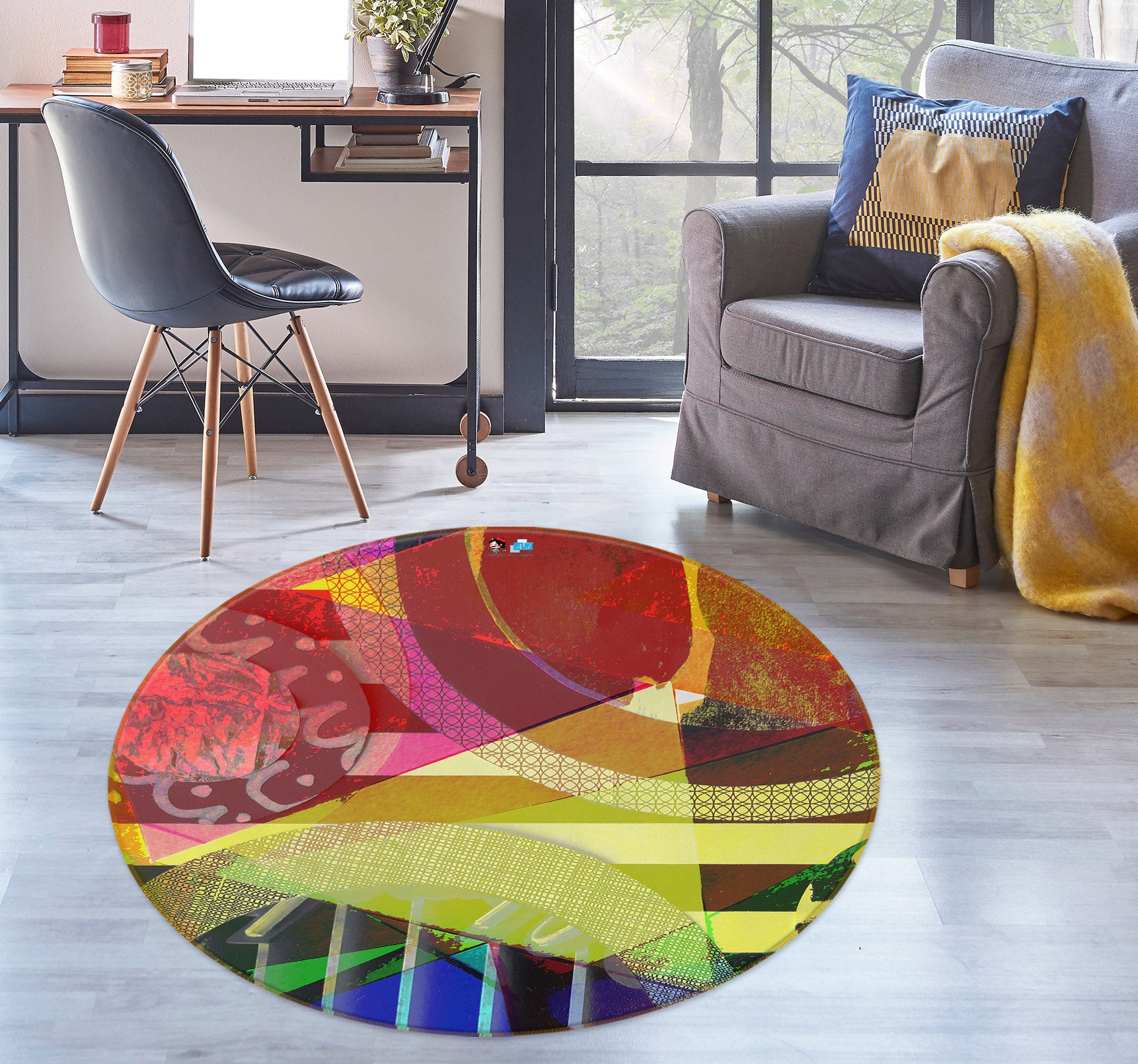 3D Color Pattern 191109 Shandra Smith Rug Round Non Slip Rug Mat