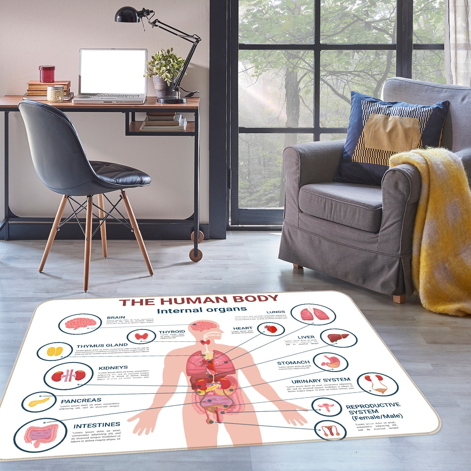 3D Human Body 77202 Non Slip Rug Mat