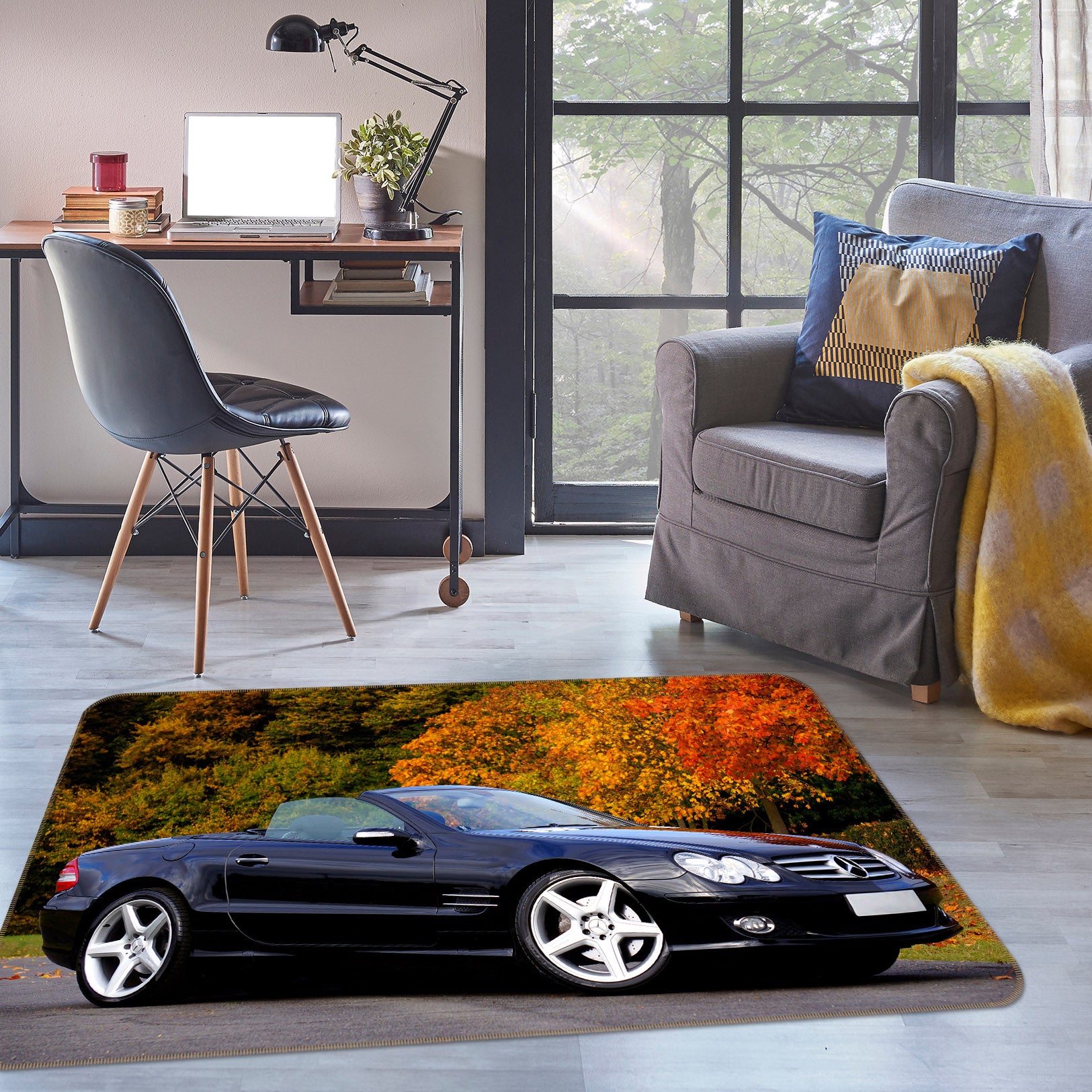 3D Black Car 68059 Vehicle Non Slip Rug Mat