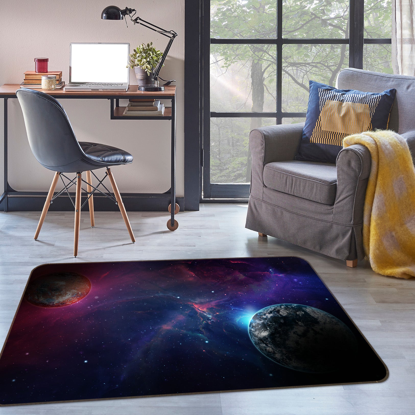 3D Starry Sky Planet 36195 Non Slip Rug Mat