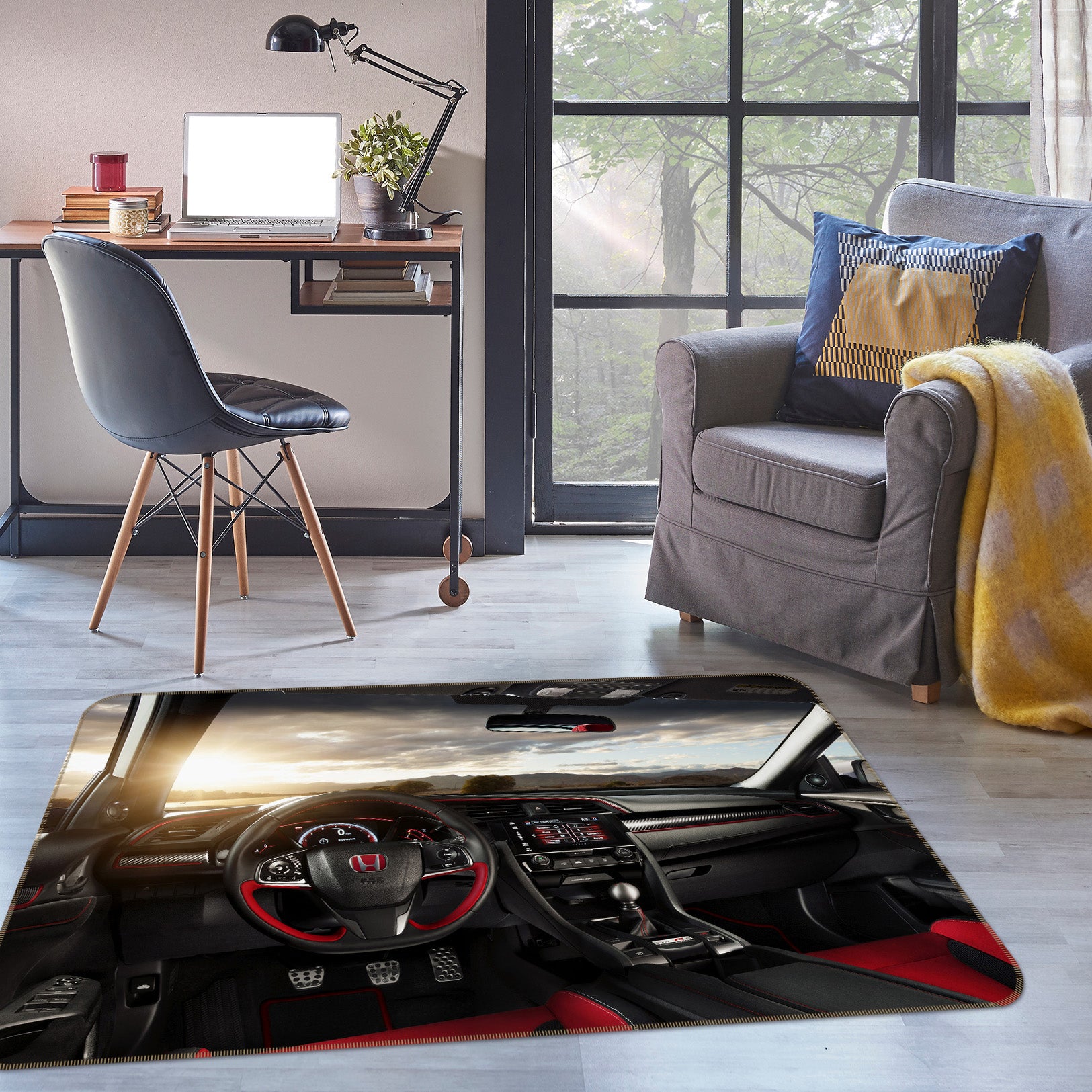 3D Car Steering Wheel 204 Vehicle Non Slip Rug Mat