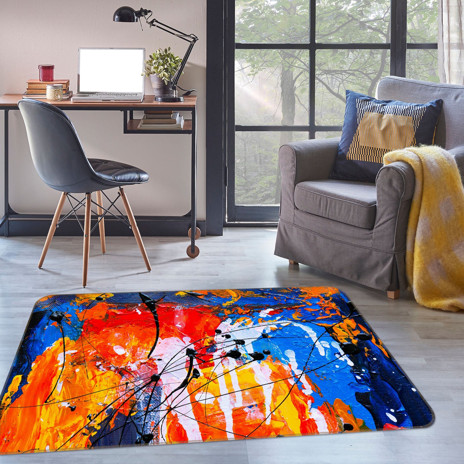 3D Multicolored Pattern 27103 Non Slip Rug Mat