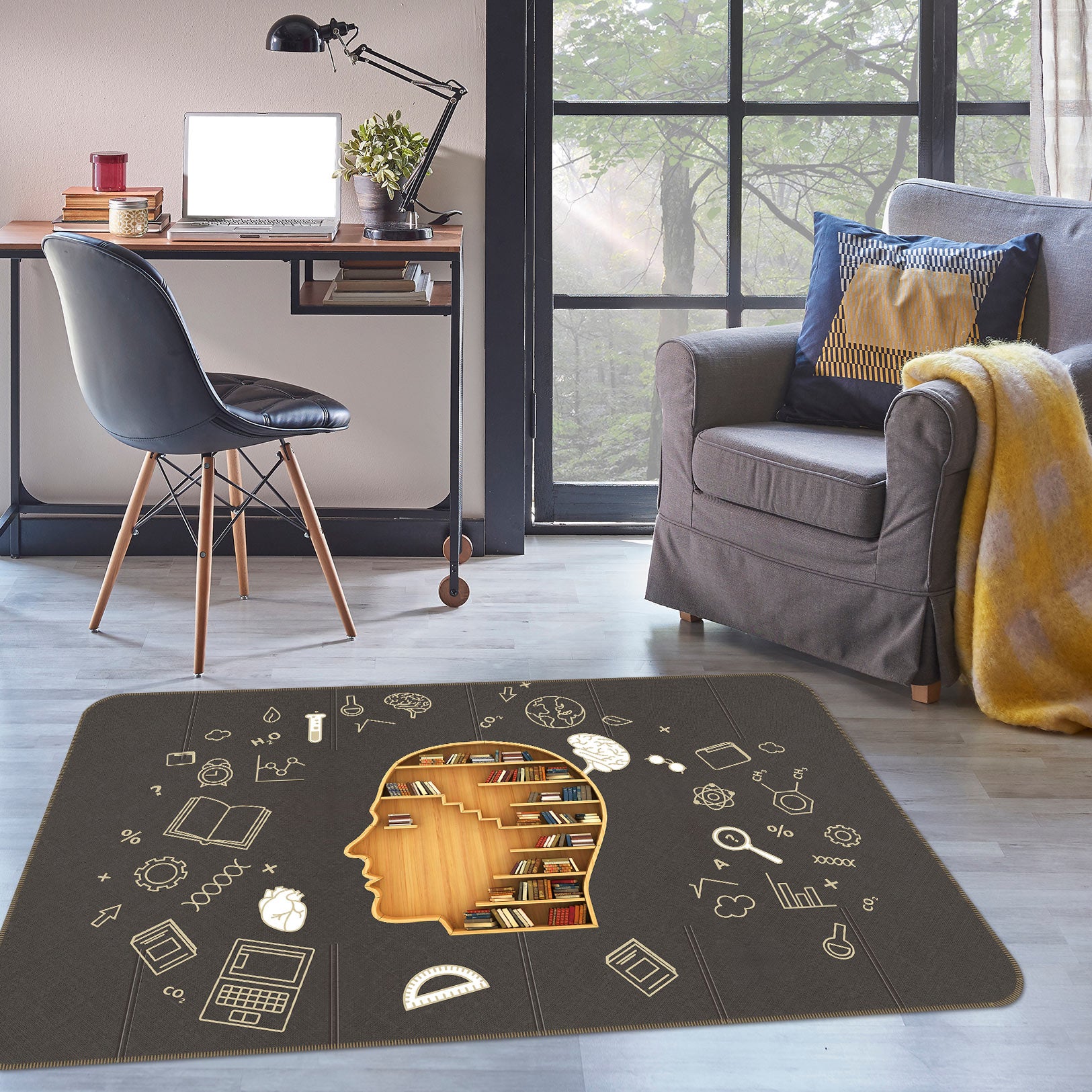 3D Bookshelf 77043 Non Slip Rug Mat