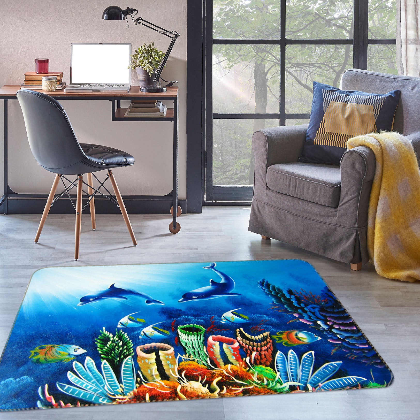 3D Seabed Coral Fish 33137 Non Slip Rug Mat