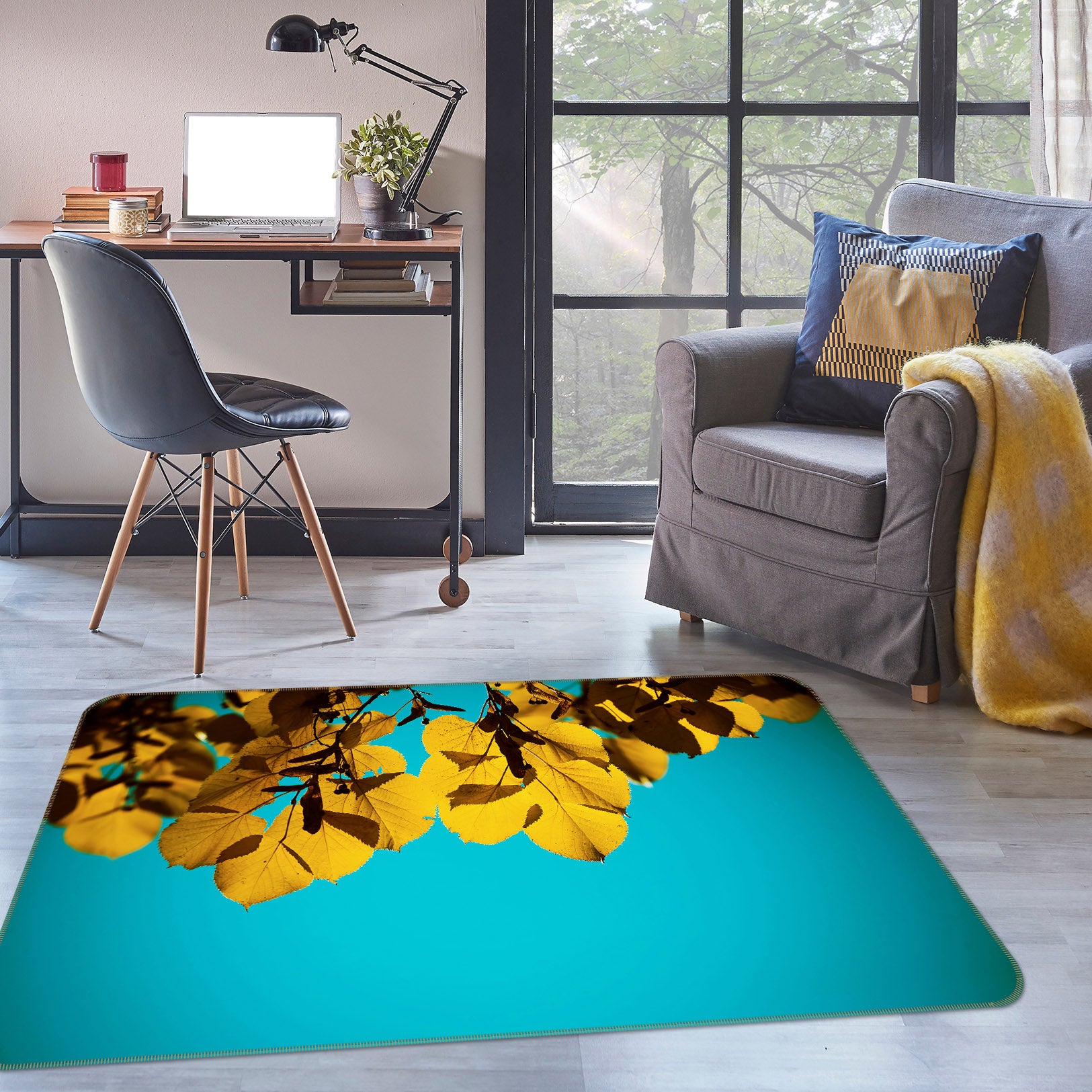 3D Ginkgo Biloba 35103 Non Slip Rug Mat