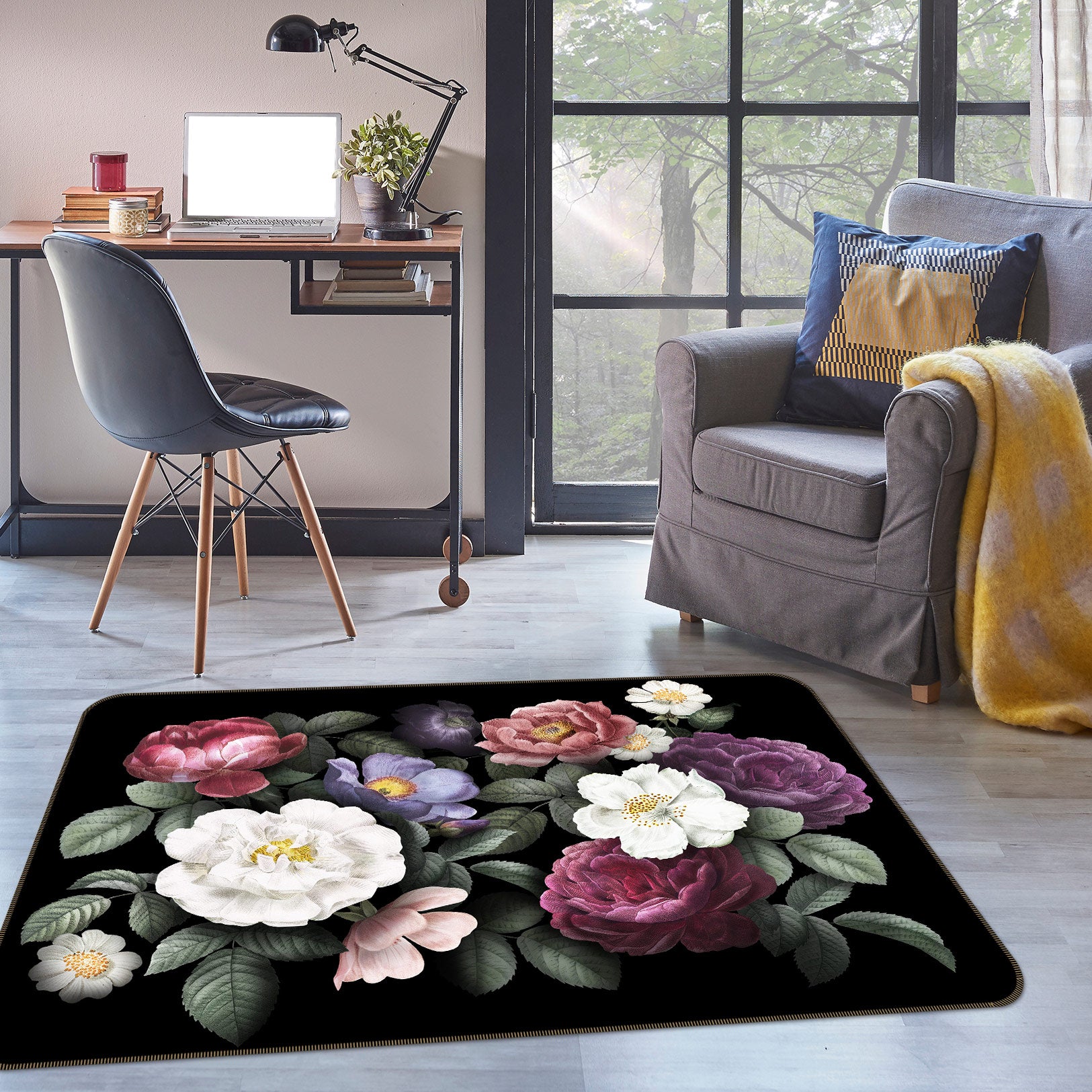 3D Flowers 77040 Non Slip Rug Mat