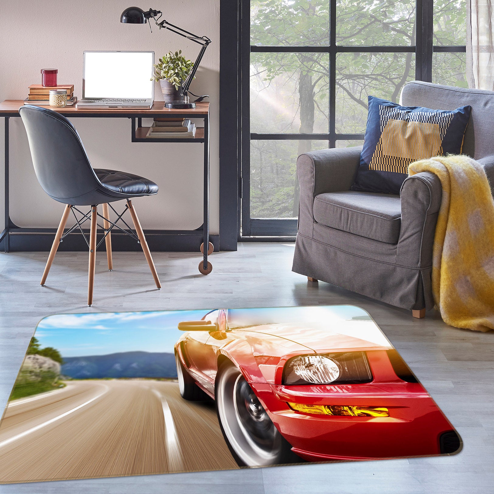 3D Driving Red Car 42107 Vehicle Non Slip Rug Mat