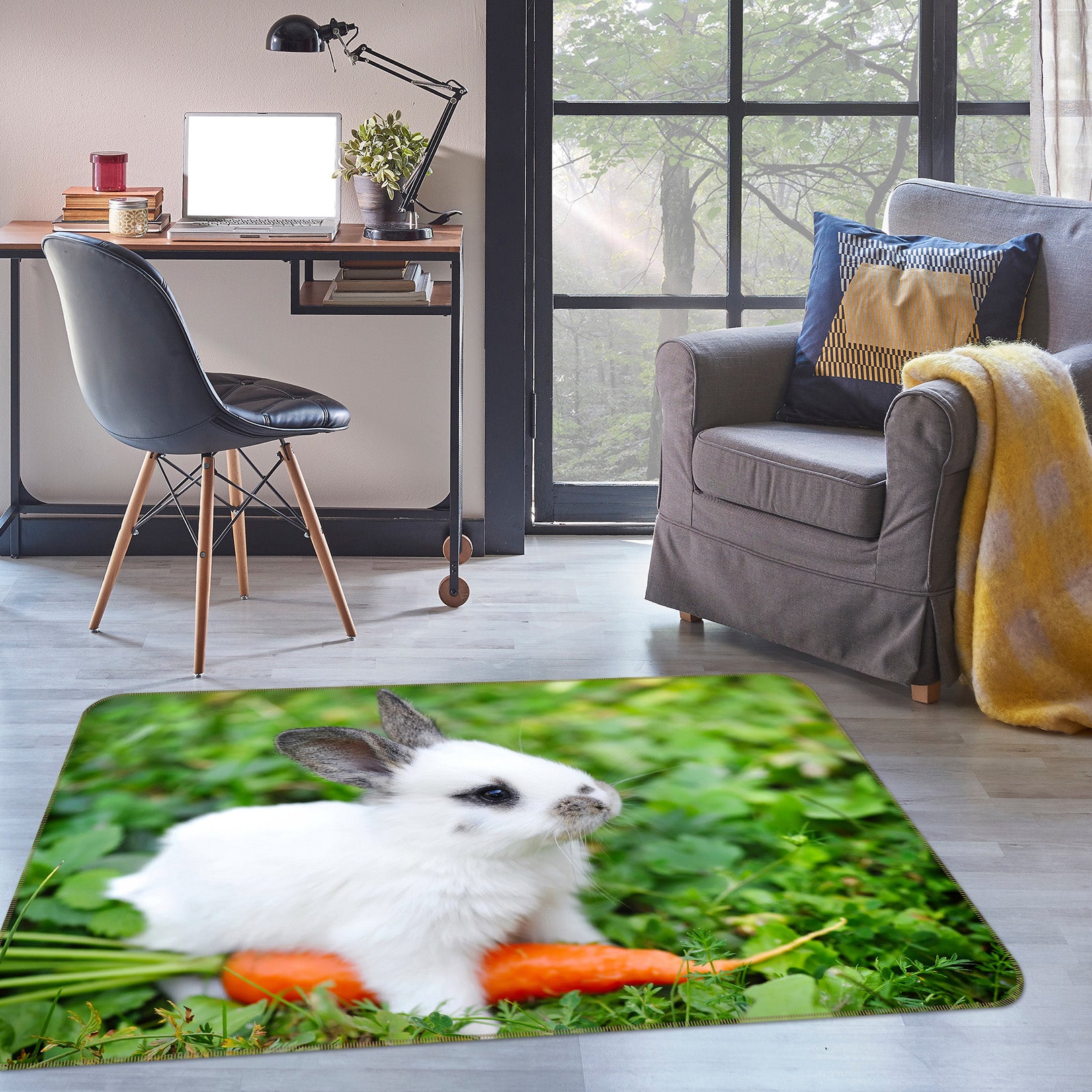 3D Rabbit Carrot 65087 Non Slip Rug Mat