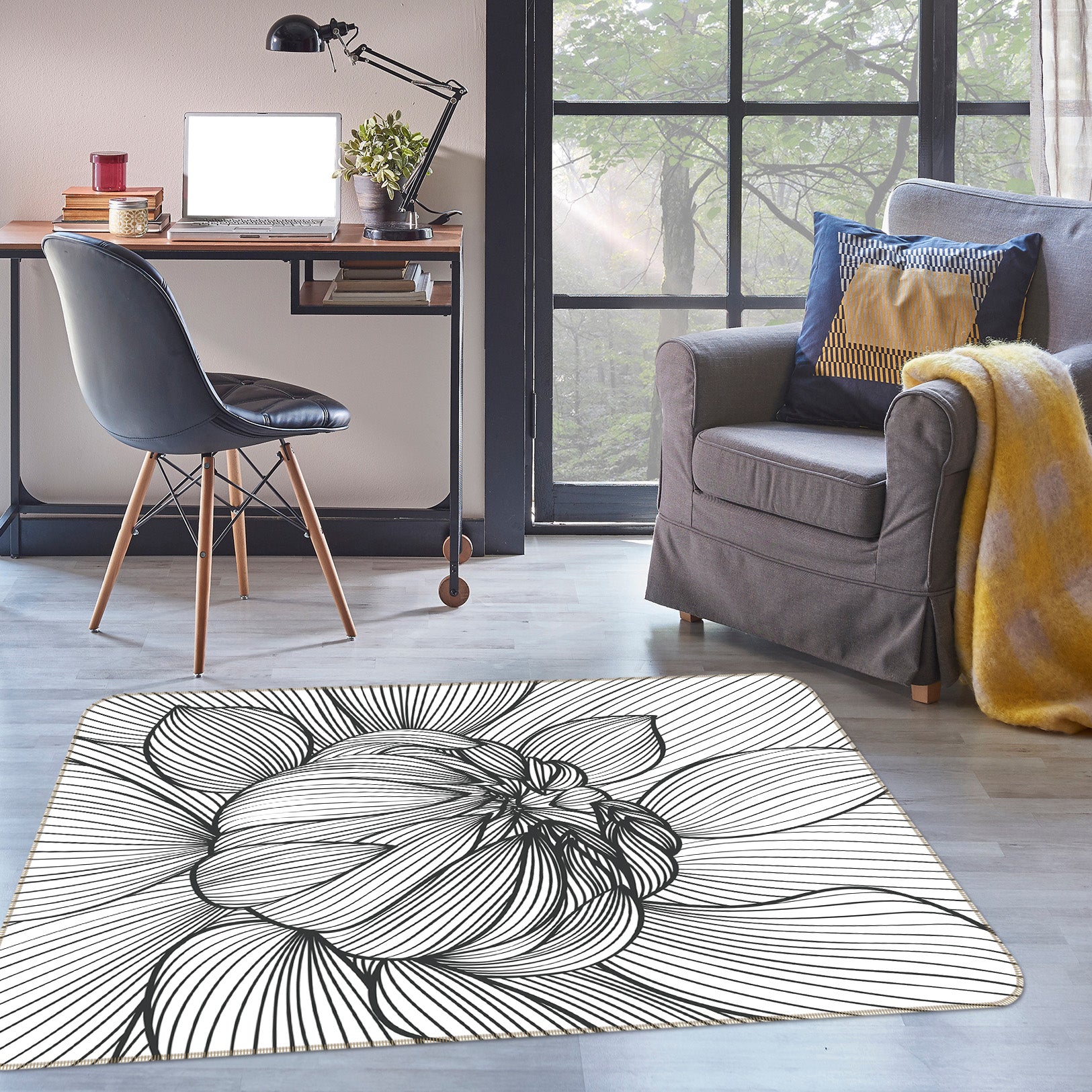 3D Flower 34226 Non Slip Rug Mat