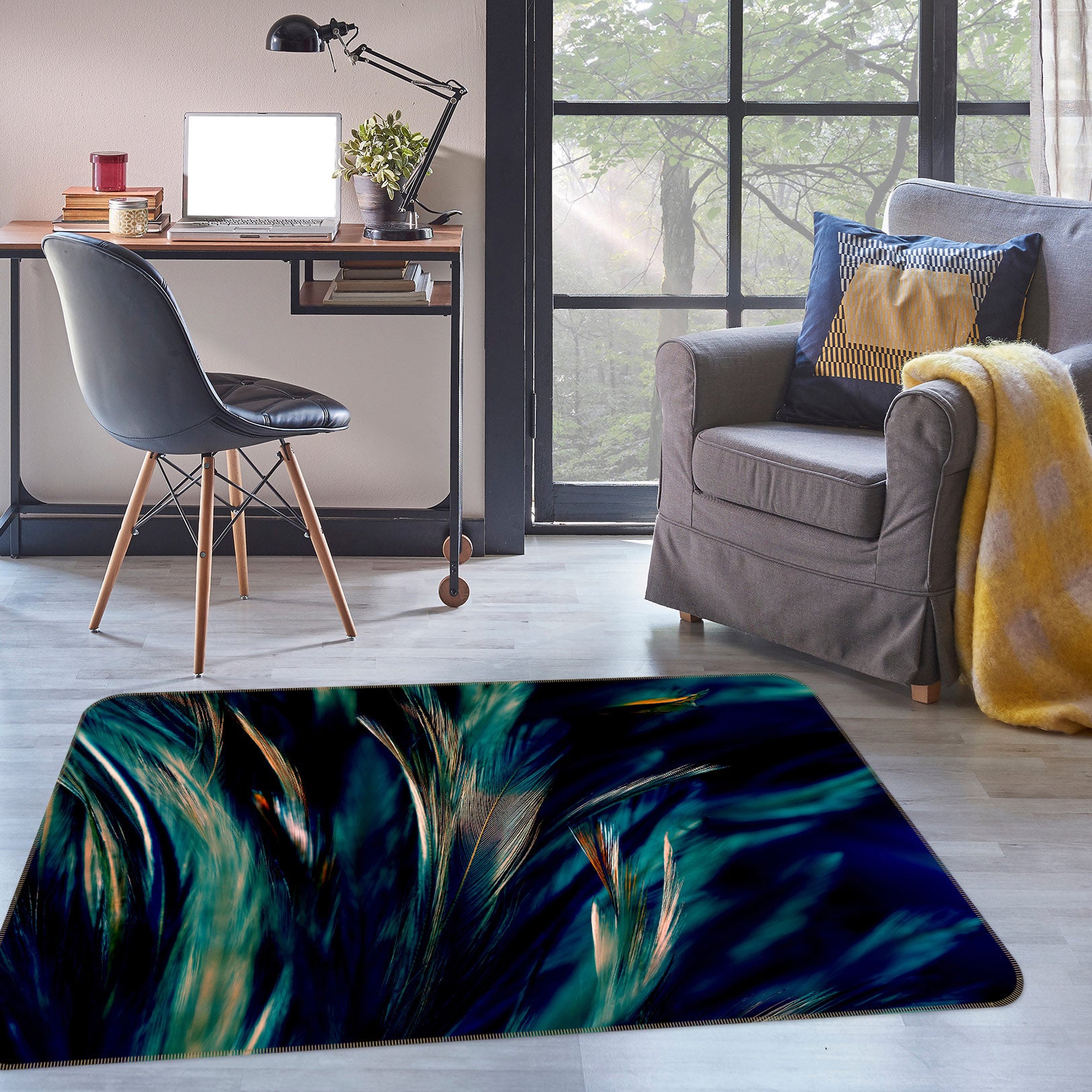3D Green Pattern 30048 Non Slip Rug Mat