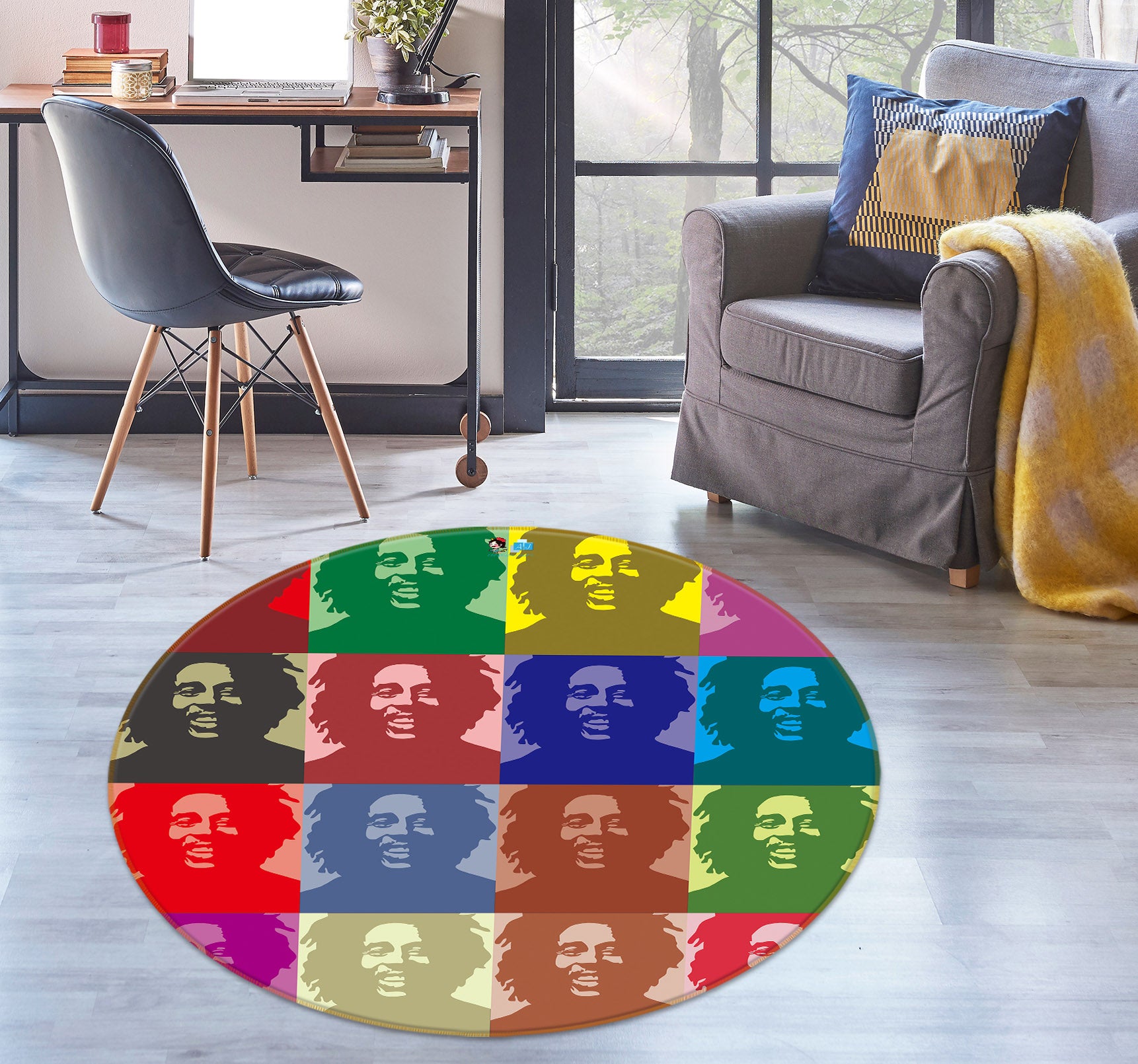 3D Color Avatar 73024 Round Non Slip Rug Mat