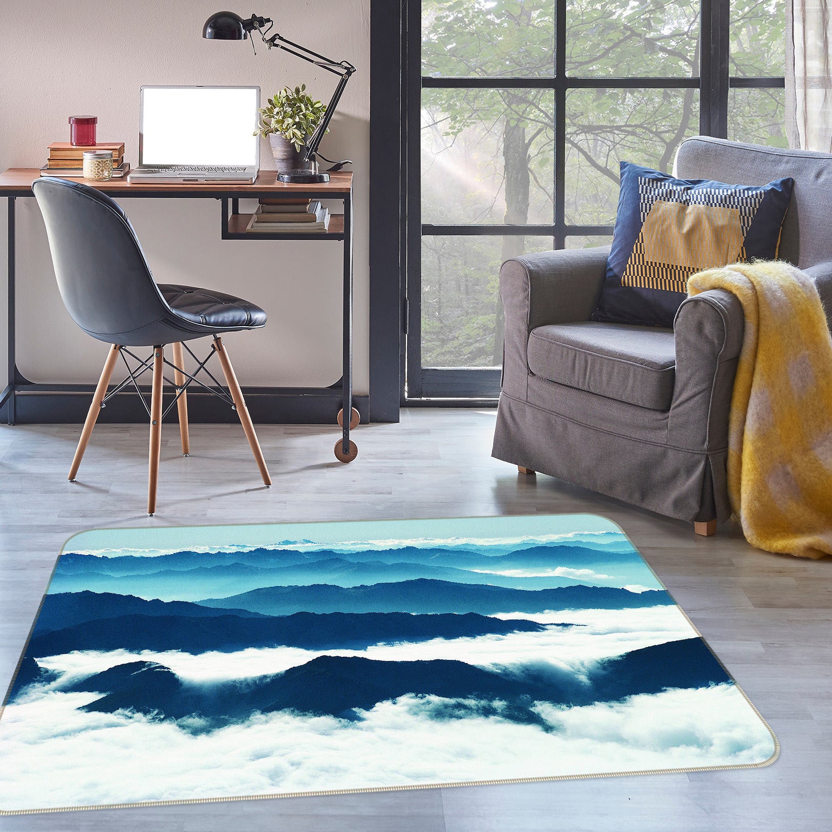 3D Mountain Cloud 75275 Non Slip Rug Mat