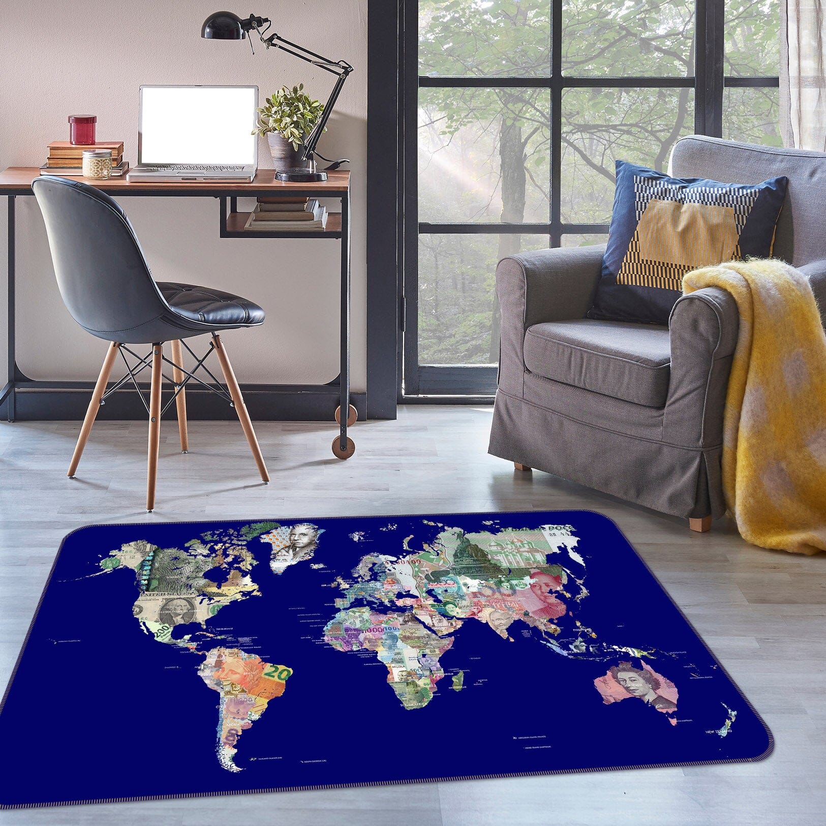 3D Sky Stone 245 World Map Non Slip Rug Mat Mat AJ Creativity Home 