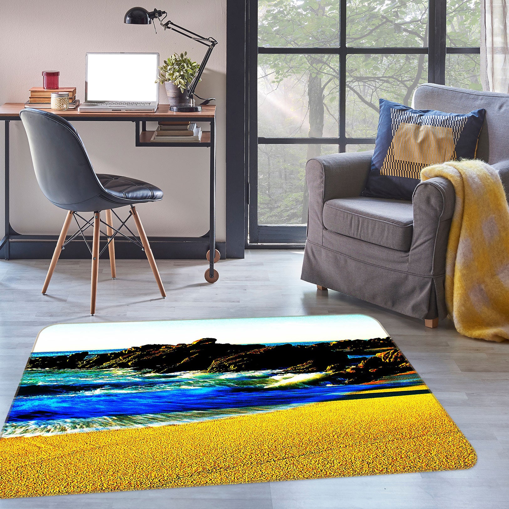 3D Seaside Stones 75149 Non Slip Rug Mat