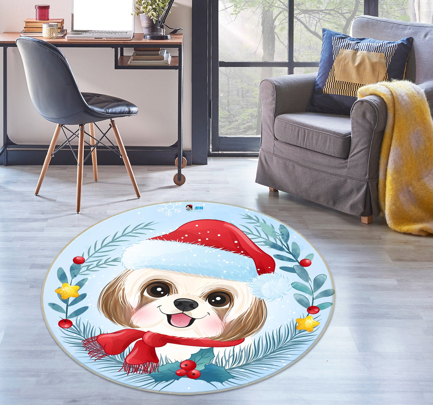 3D Red Riding Hood 75135 Round Non Slip Rug Mat