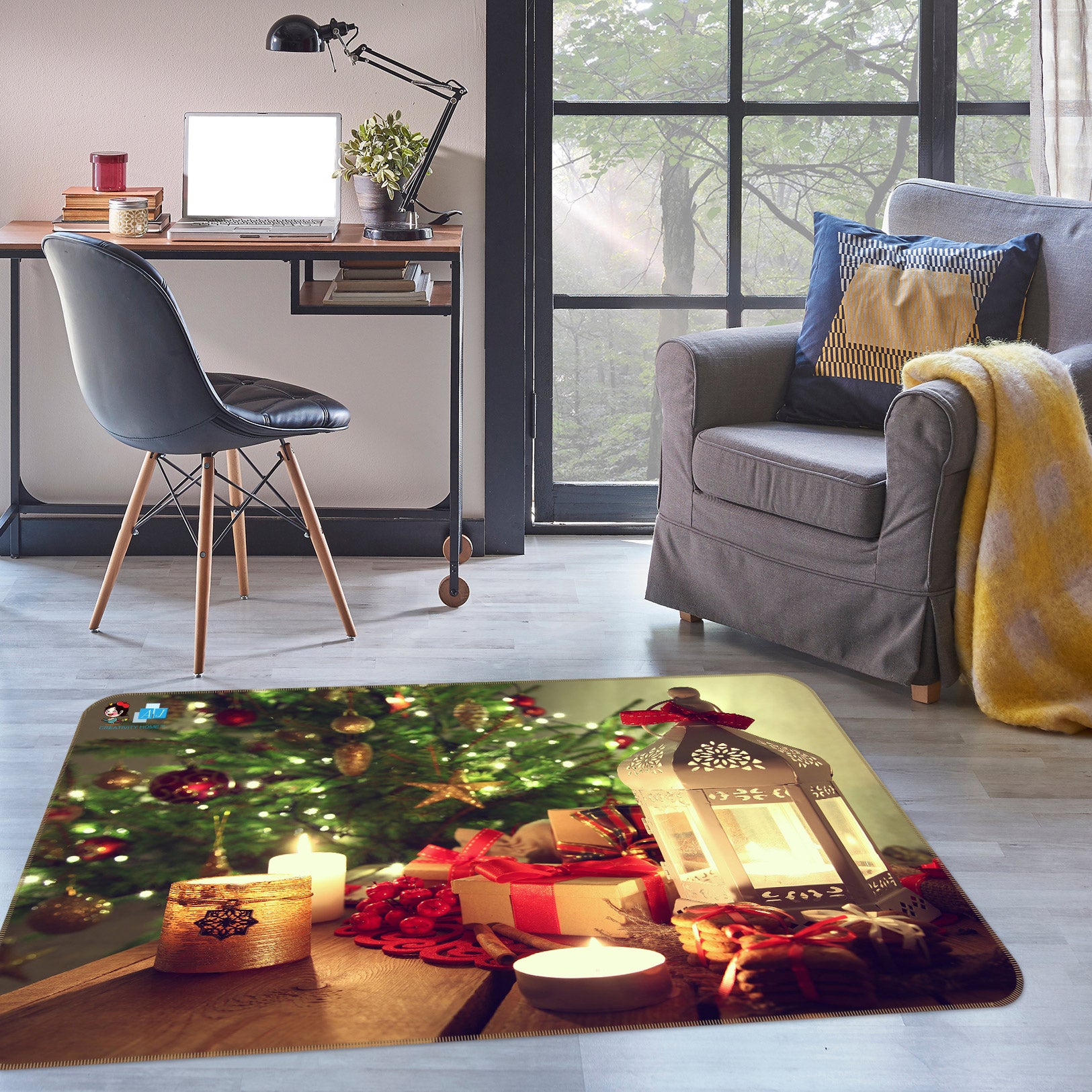 3D Candle Light Gift 54218 Christmas Non Slip Rug Mat Xmas