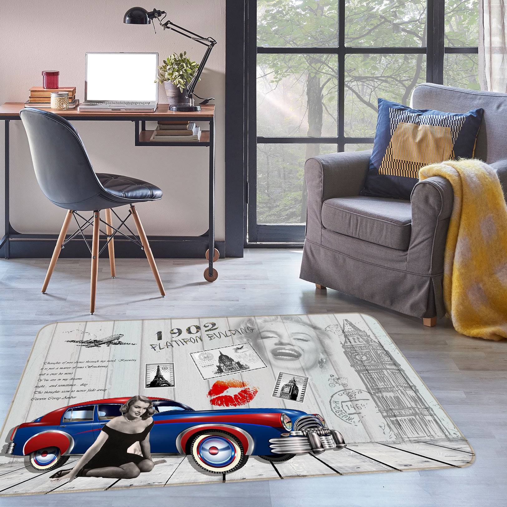 3D Car Marilyn Monroe 77240 Non Slip Rug Mat