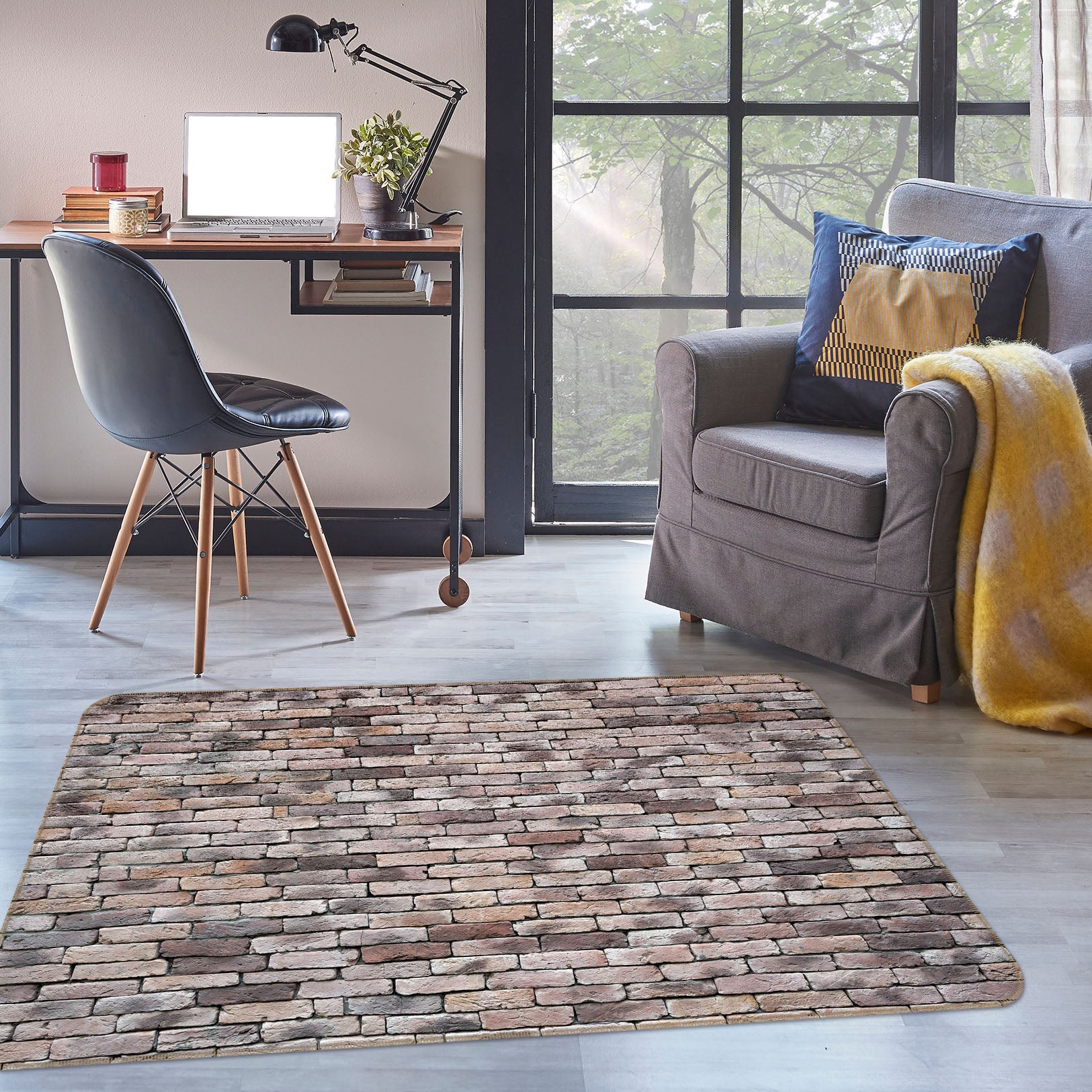 3D Brick Wall Pattern 31035 Non Slip Rug Mat