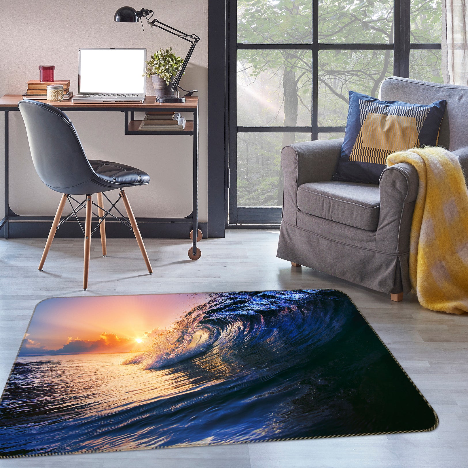 3D Waves Sunlight 36016 Non Slip Rug Mat