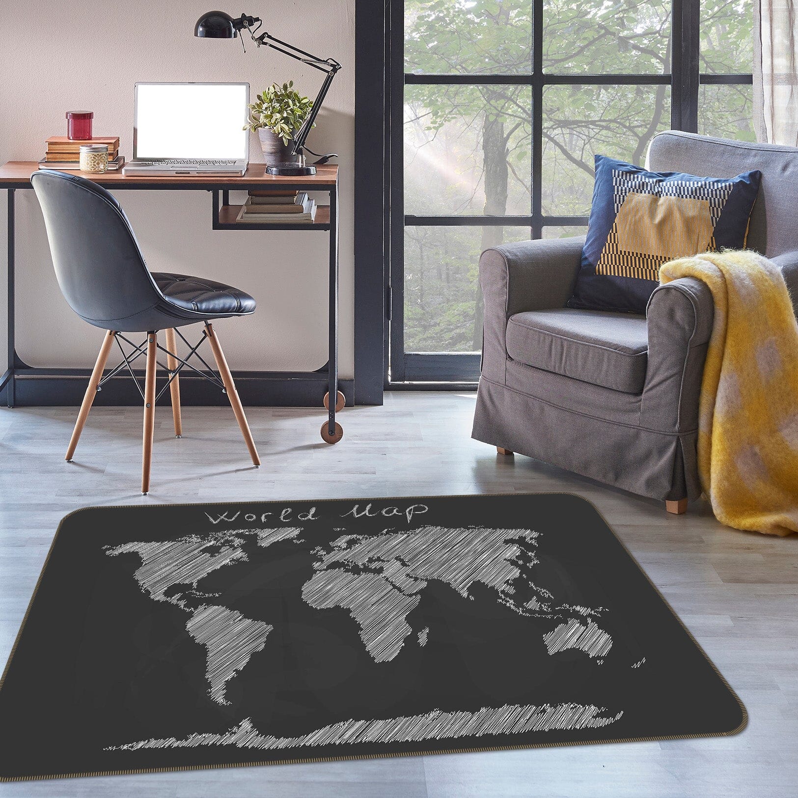 3D Grey Stone 262 World Map Non Slip Rug Mat Mat AJ Creativity Home 