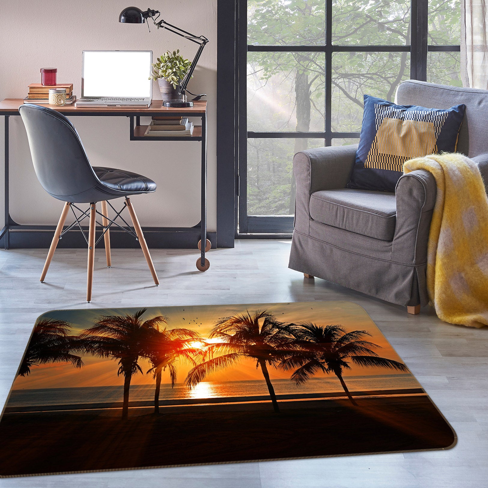 3D Coconut Tree 65106 Non Slip Rug Mat