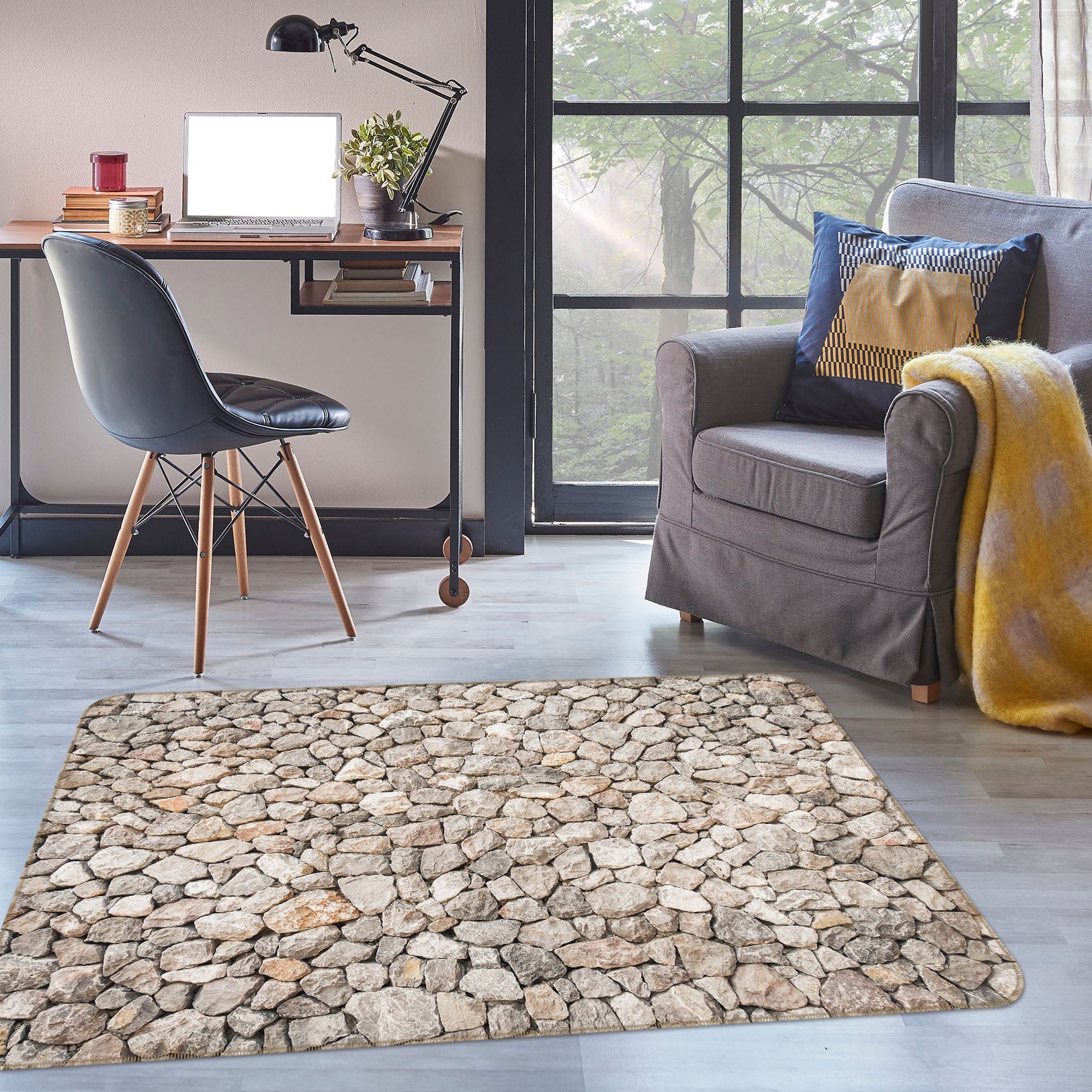 3D Small Stone Pattern 31097 Non Slip Rug Mat