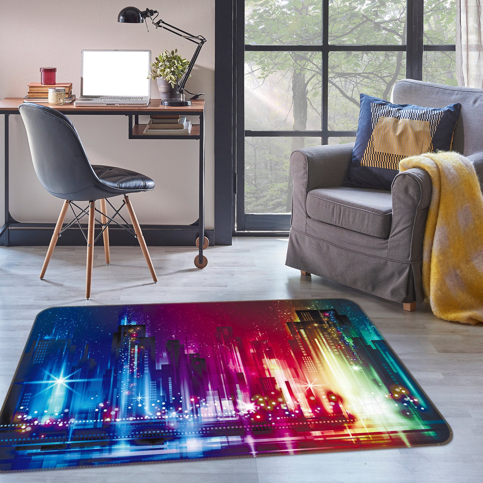 3D Colorful High-Rise Buildings 77178 Non Slip Rug Mat