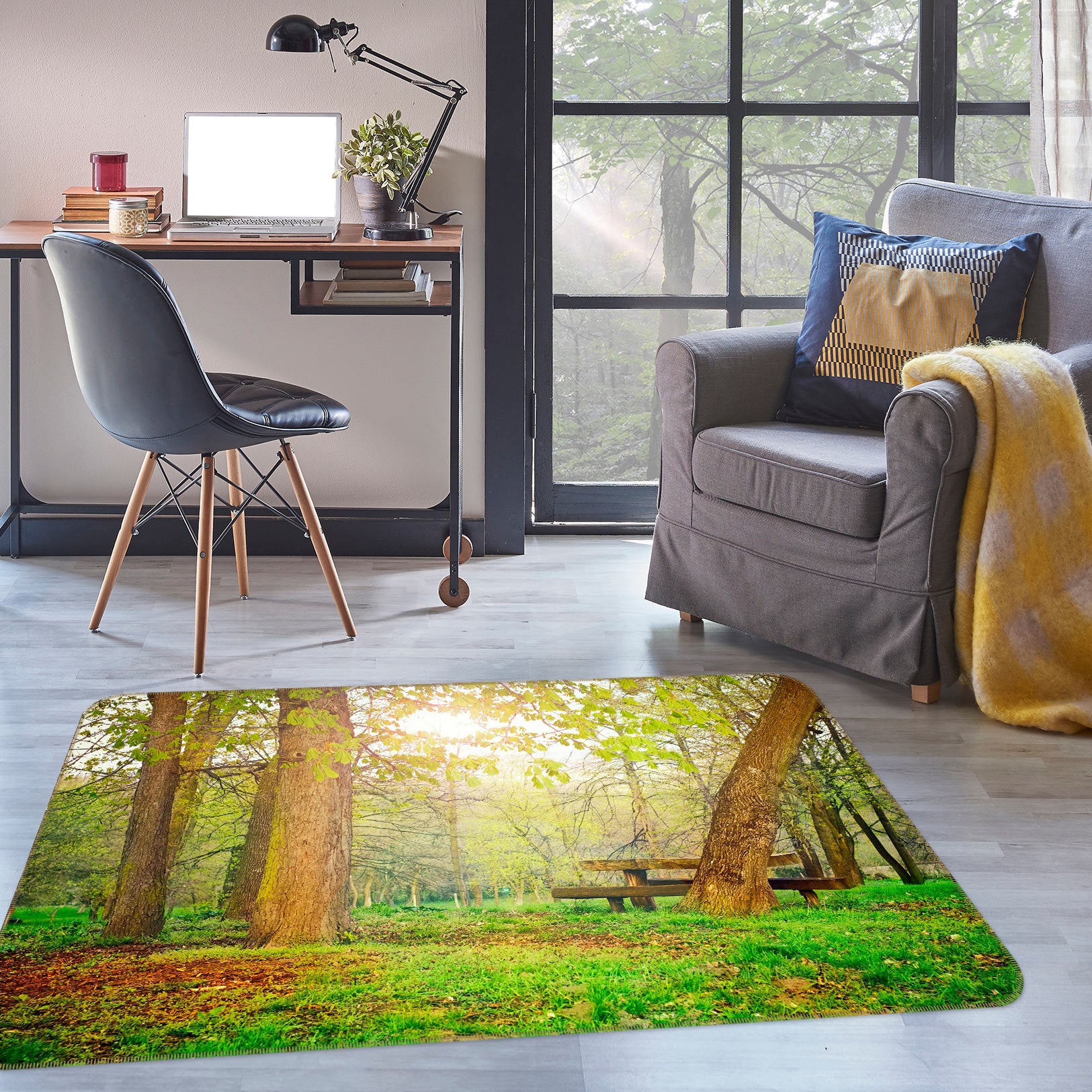 3D Grassland Trees 76256 Non Slip Rug Mat