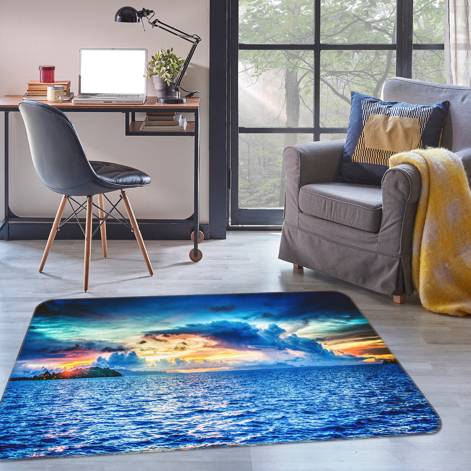 3D Sea Surface Sky 27137 Non Slip Rug Mat