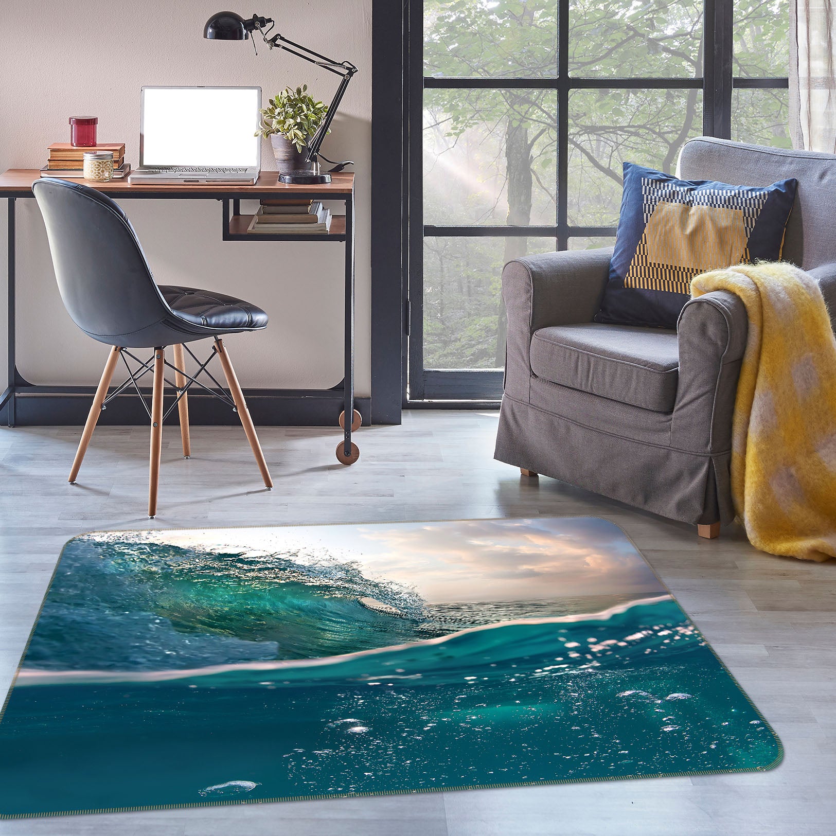 3D Waves Seawater 36029 Non Slip Rug Mat