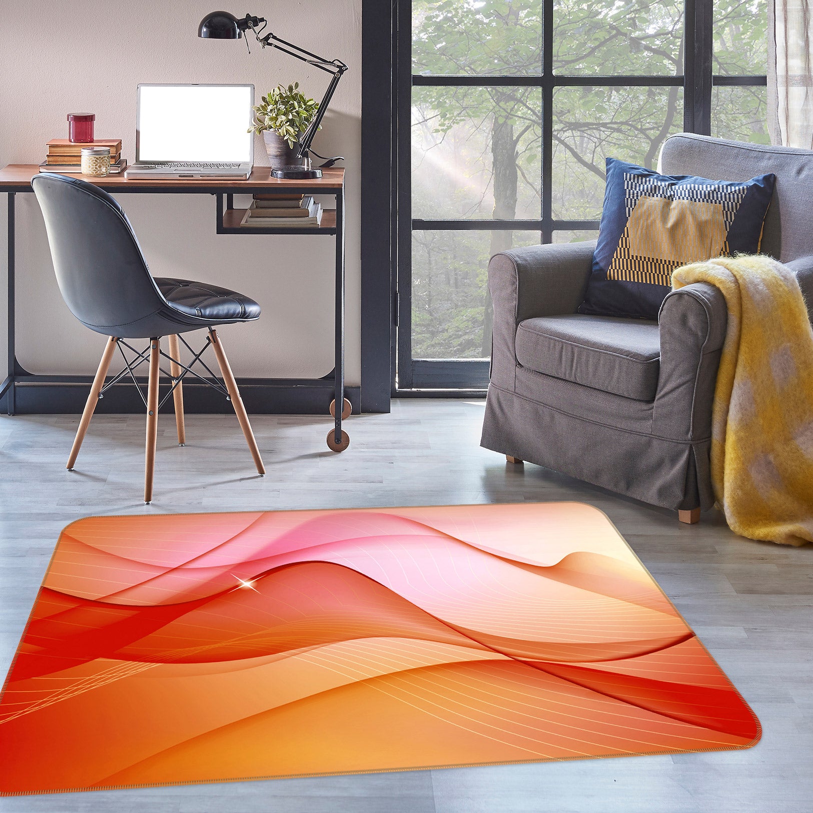 3D Red Wave 76008 Non Slip Rug Mat