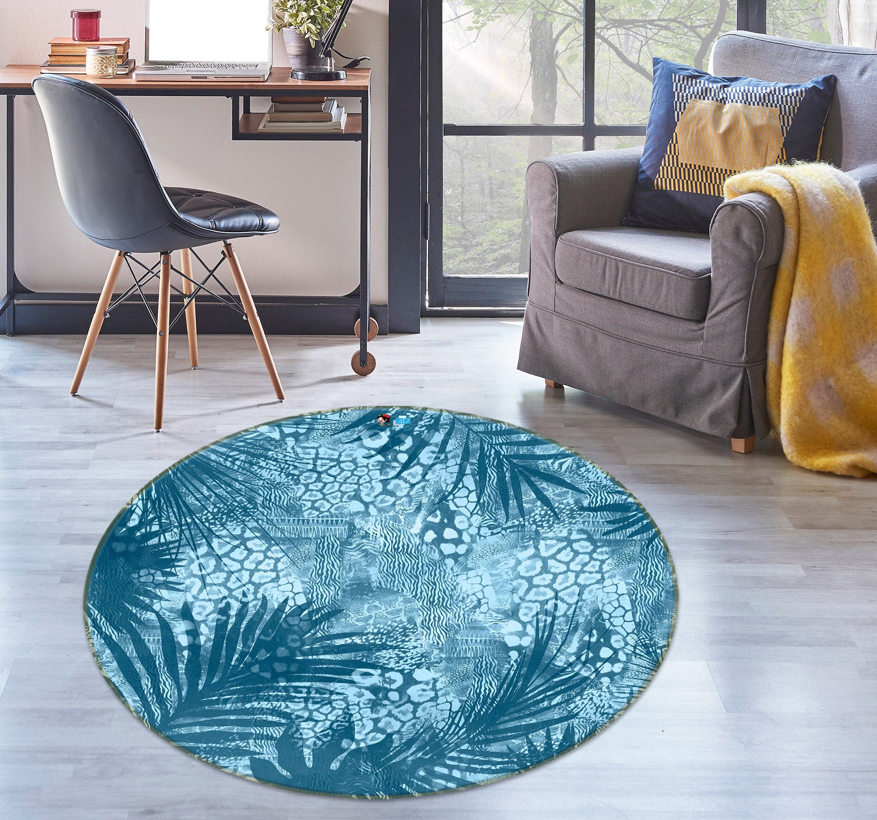 3D Leaves 83052 Andrea haase Rug Round Non Slip Rug Mat