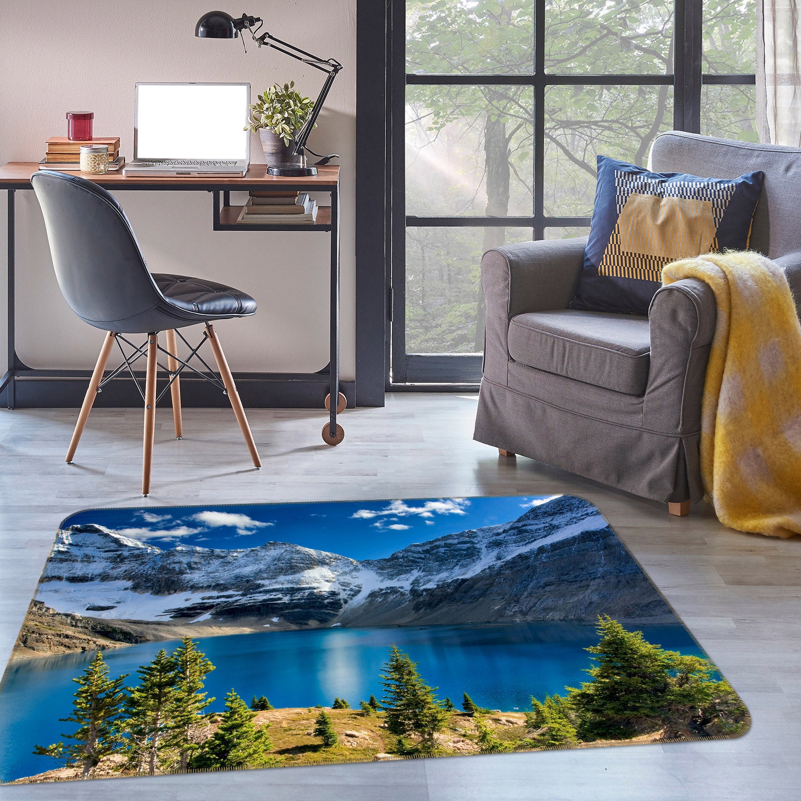 3D Snow Mountain Lake 35145 Non Slip Rug Mat