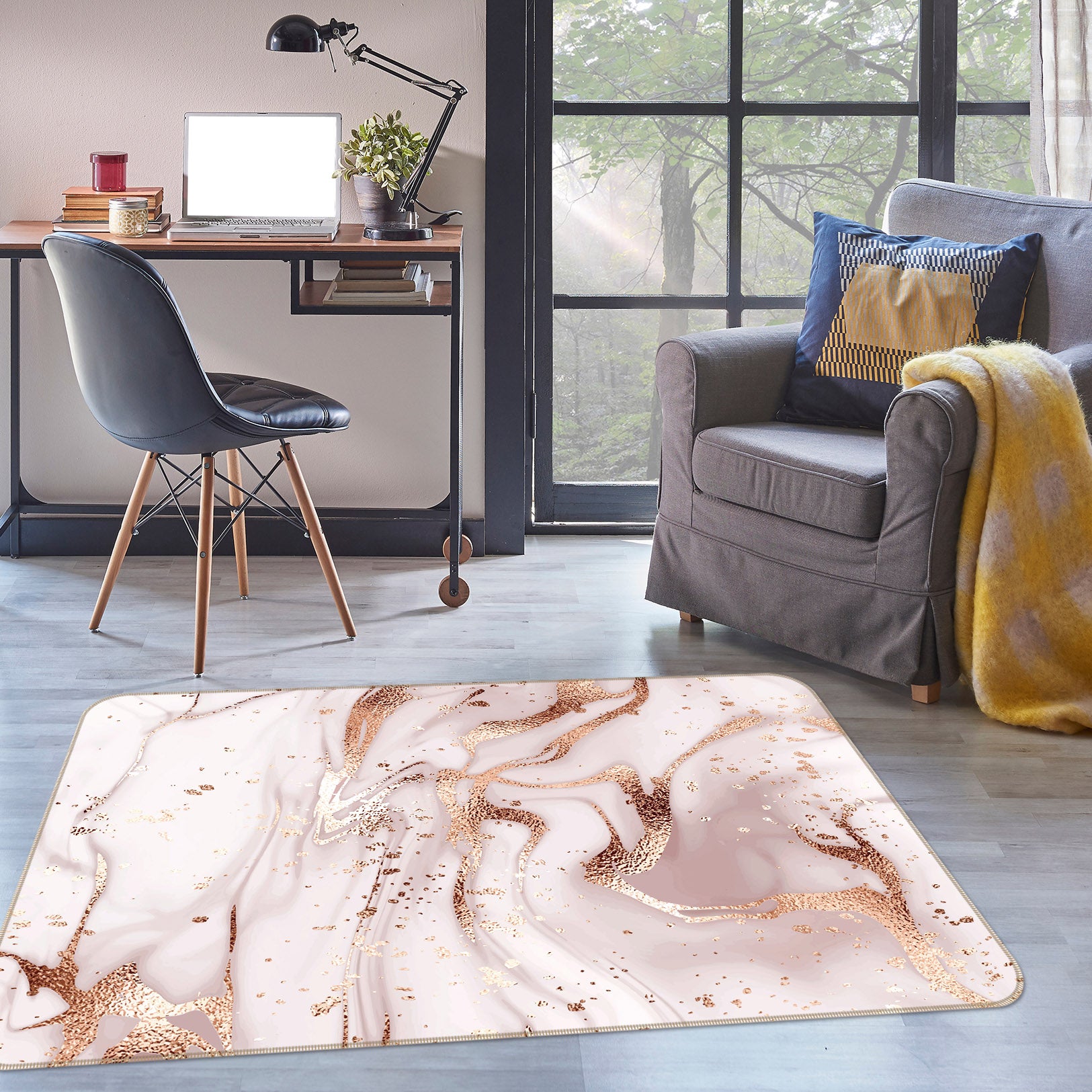 3D Golden Brown Pattern 25240 Non Slip Rug Mat