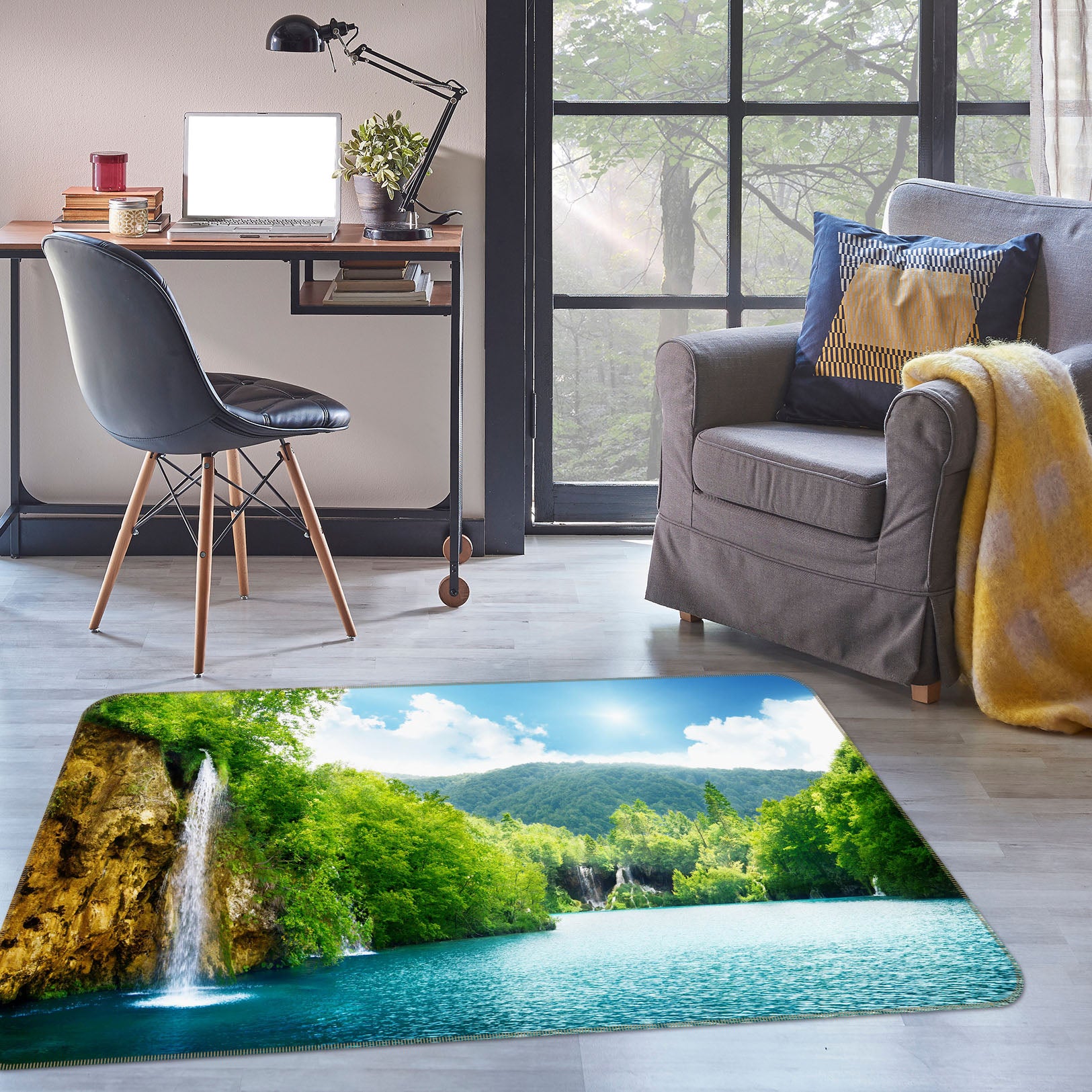 3D River Mountain 34177 Non Slip Rug Mat