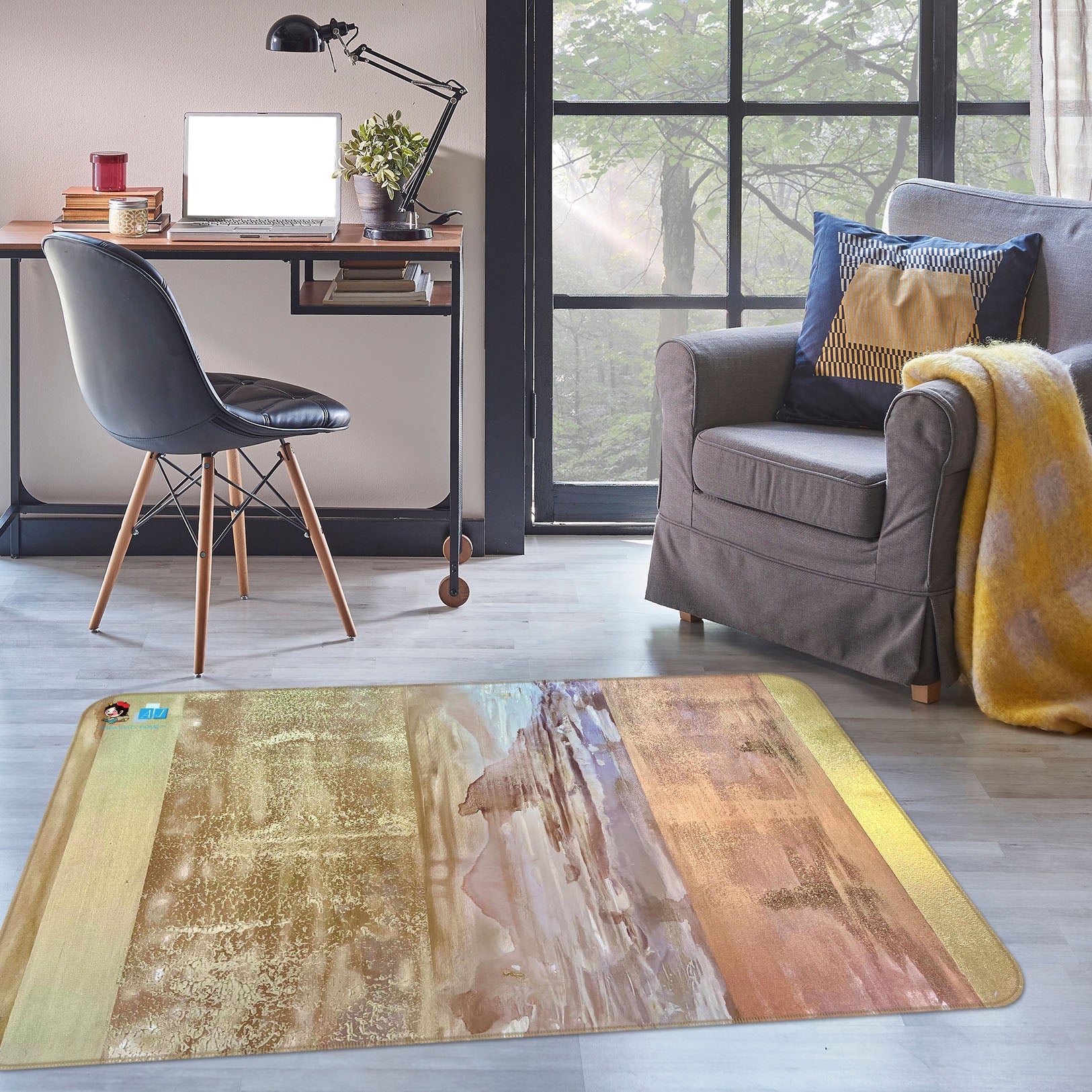 3D Yellow Paint 3032 Skromova Marina Rug Non Slip Rug Mat