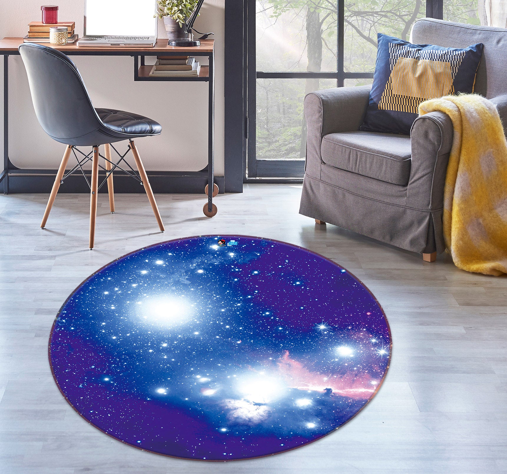 3D Starlight Starry Sky 74103 Round Non Slip Rug Mat