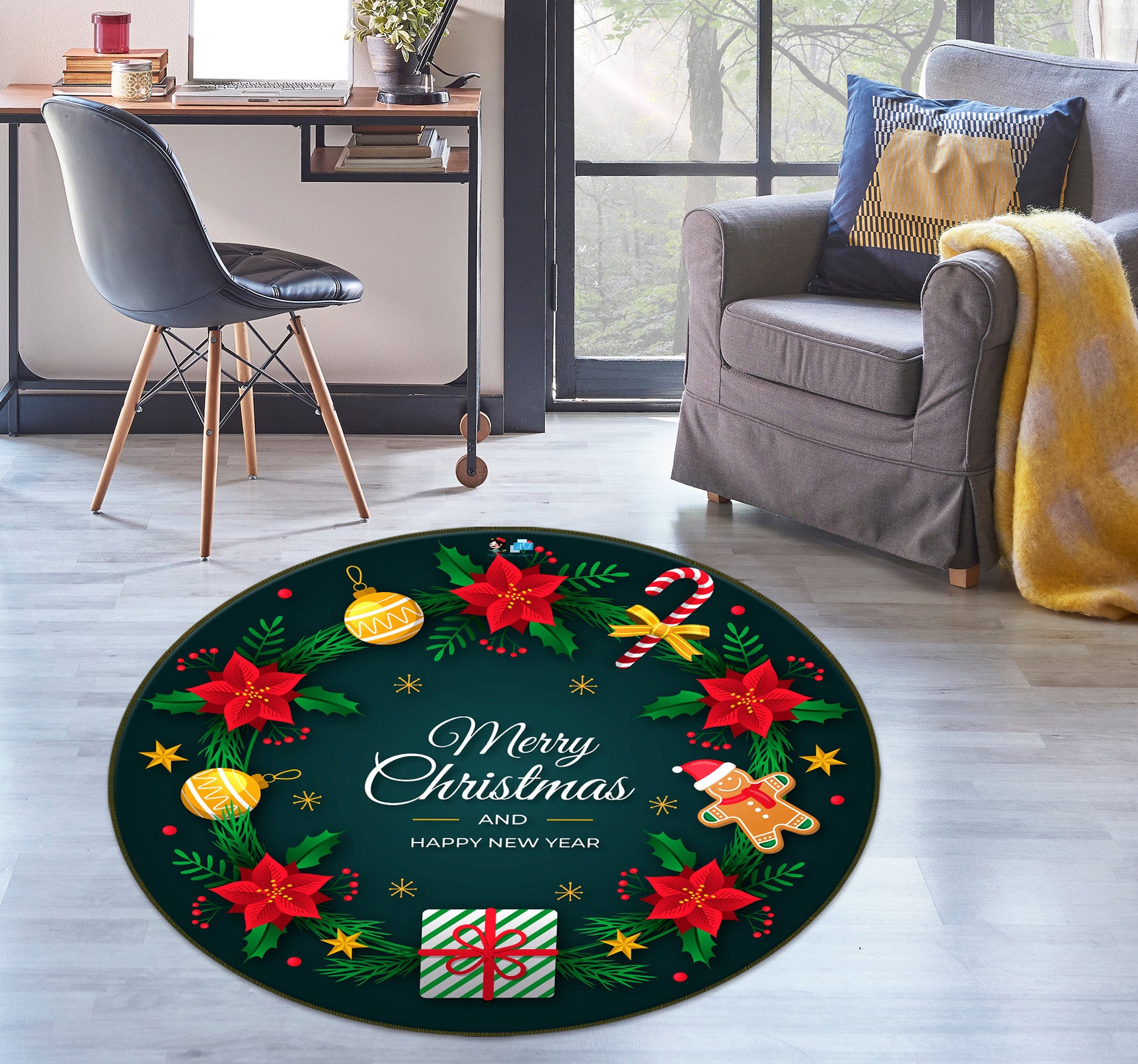 3D Gift 75017 Round Non Slip Rug Mat