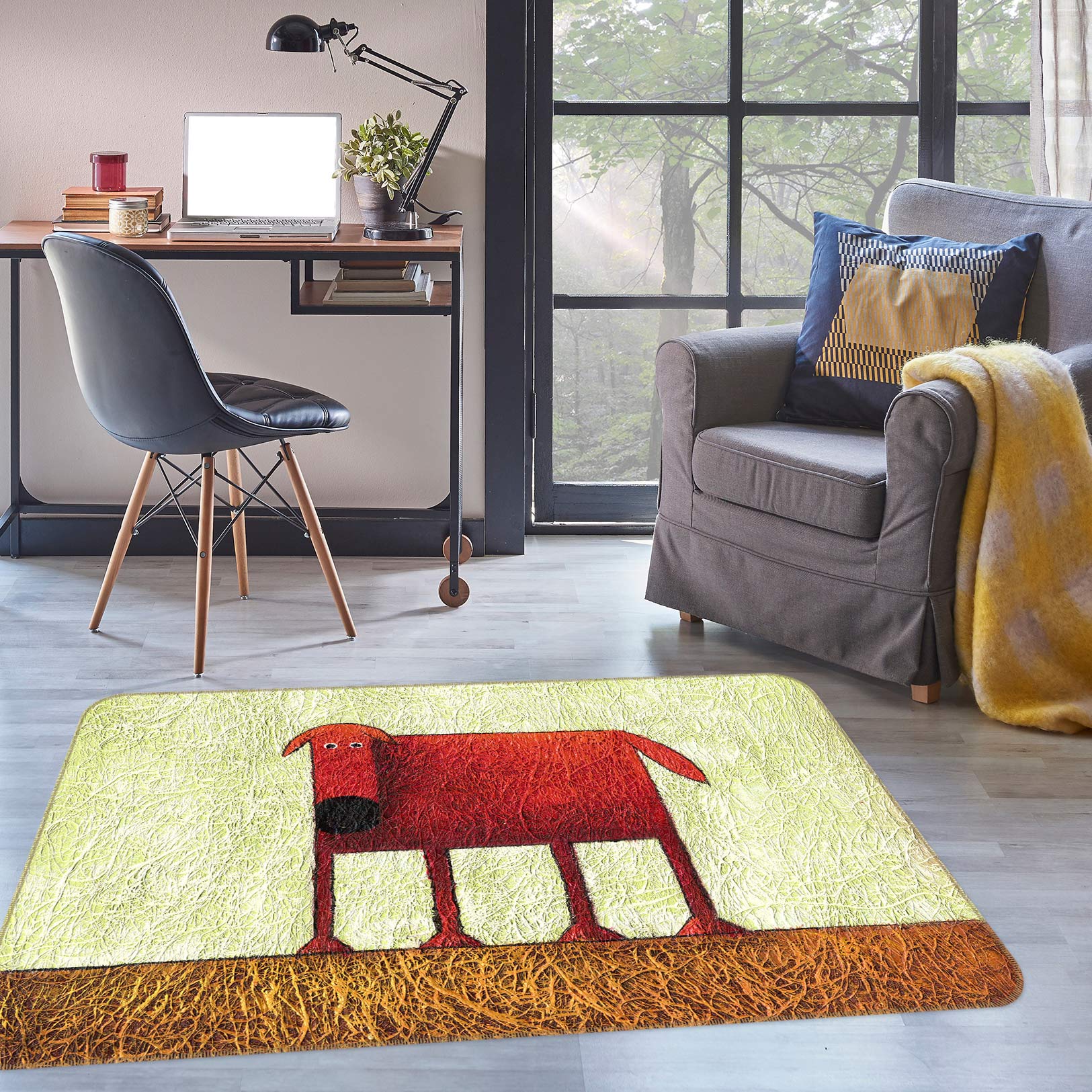3D Red Dog 76011 Non Slip Rug Mat