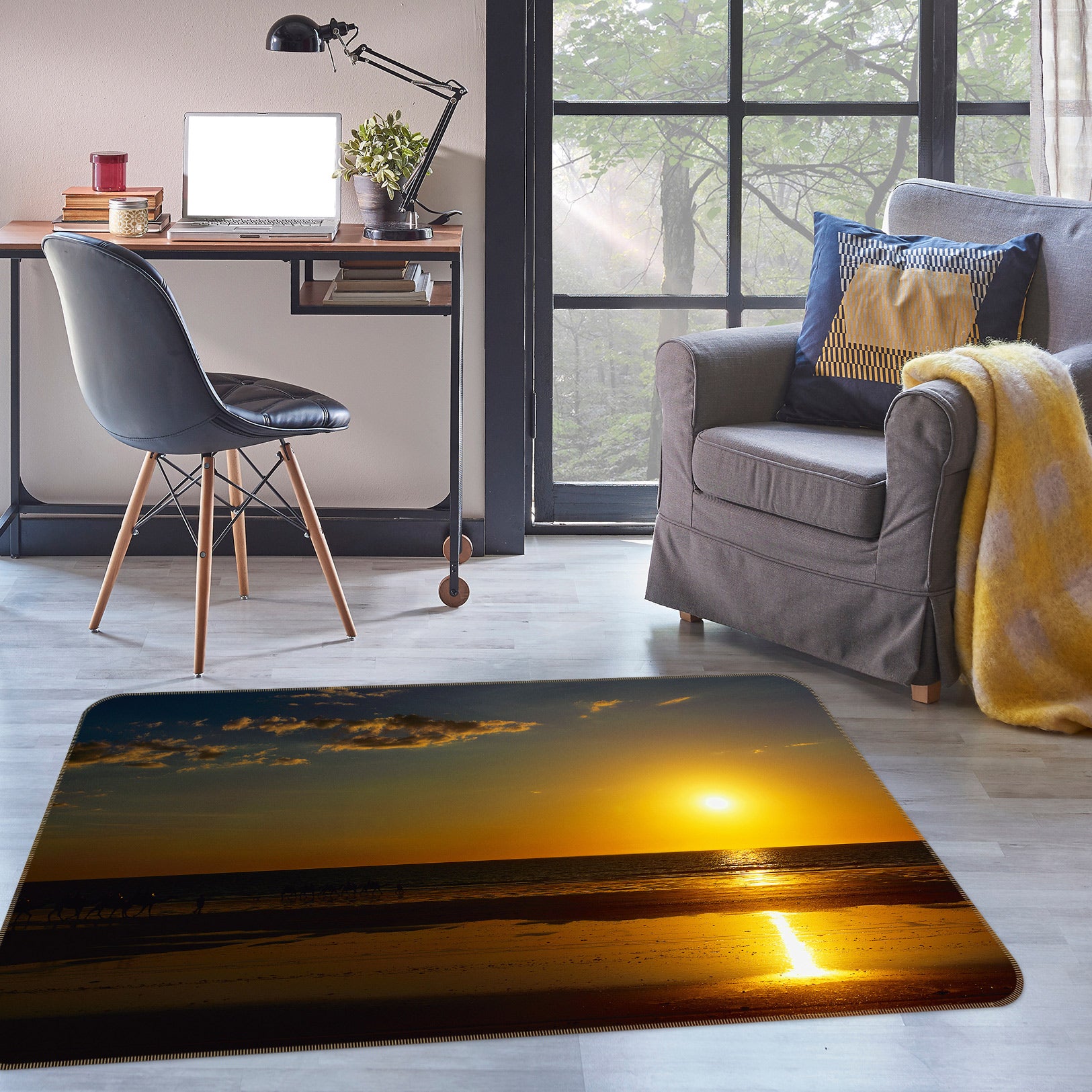 3D Sunset Glow 75273 Non Slip Rug Mat