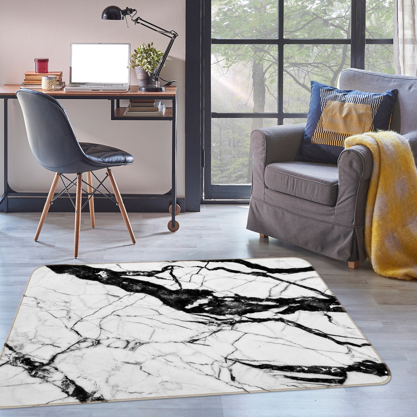 3D Marble Pattern 29197 Non Slip Rug Mat
