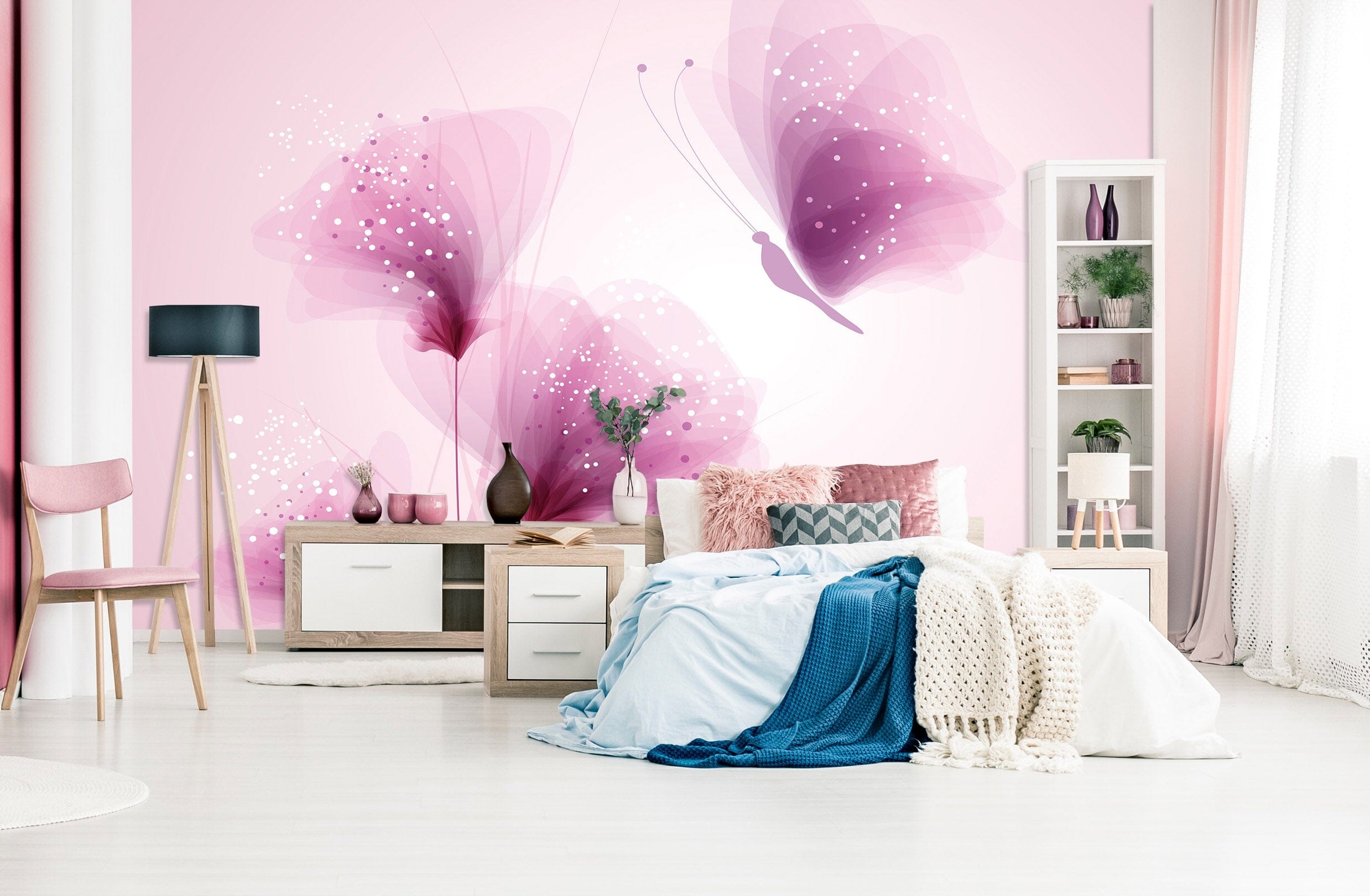 3D Purple Flowers 1536 Wall Murals Wallpaper AJ Wallpaper 2 