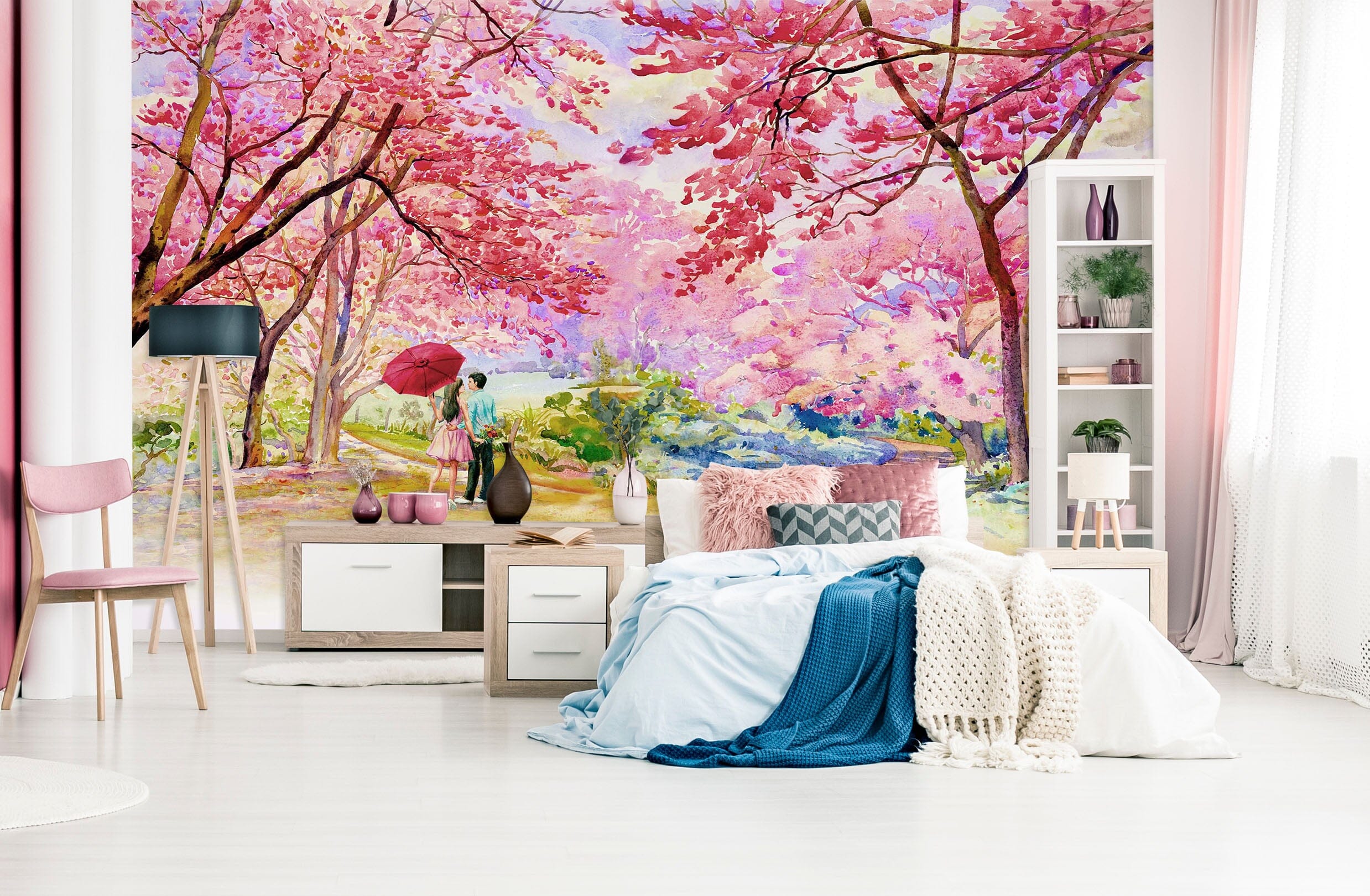 3D Pink Cherry Blossoms 2052 Wall Murals Wallpaper AJ Wallpaper 2 
