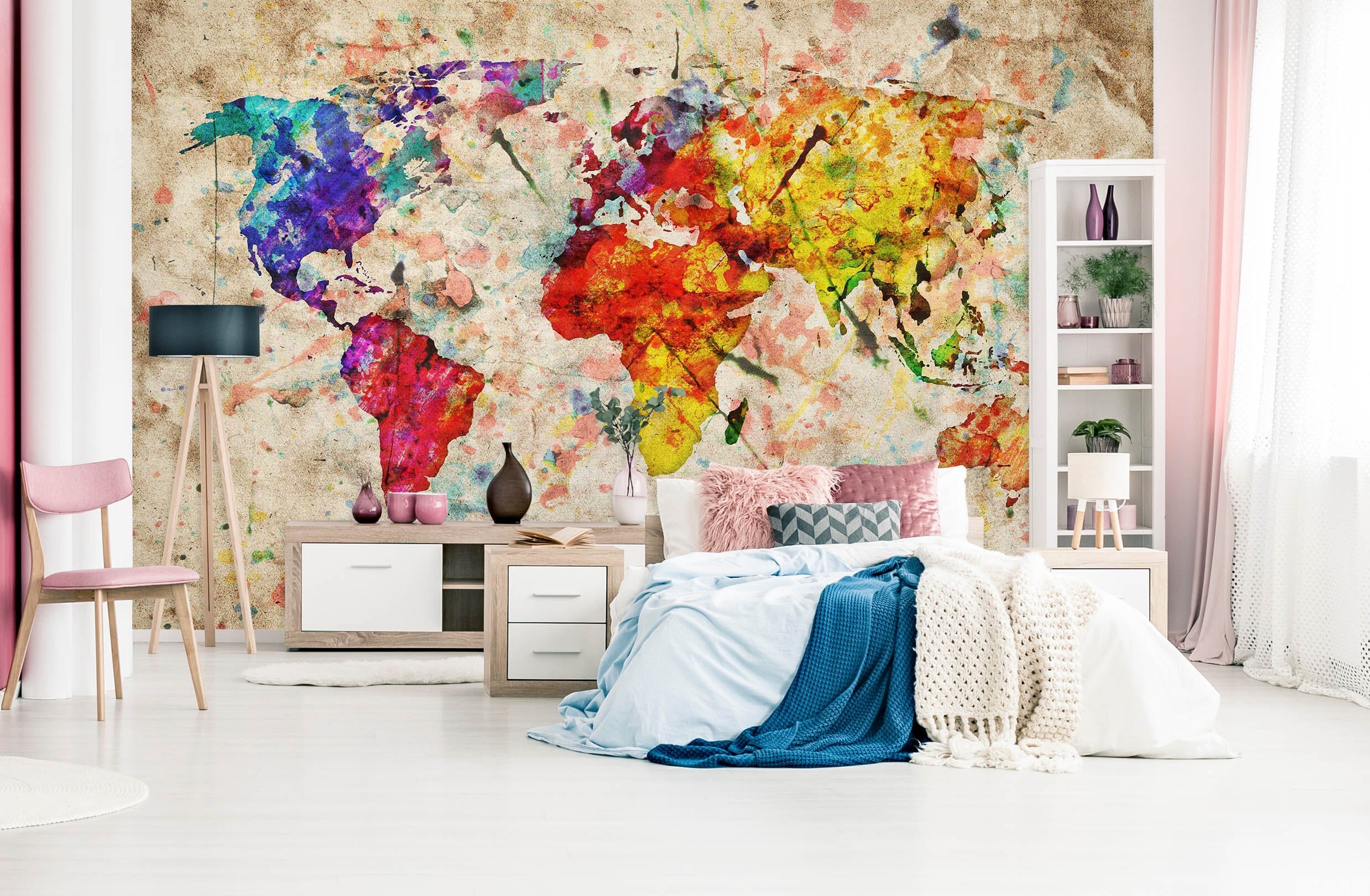 3D Vibrant Colors 2039 World Map Wall Murals Wallpaper AJ Wallpaper 2 